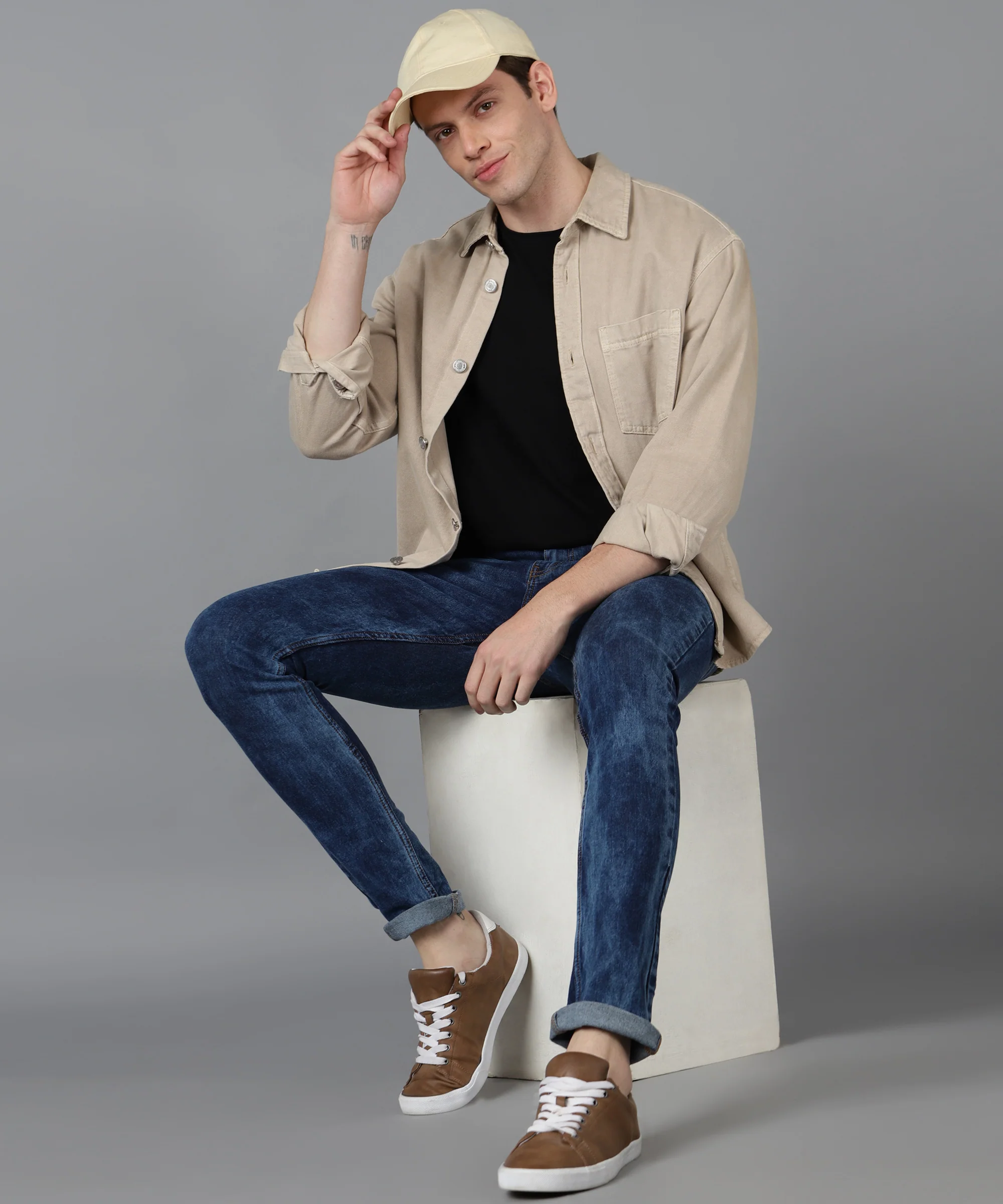 Men's Blue Skinny Fit Washed Jeans Stretchable - Image 10