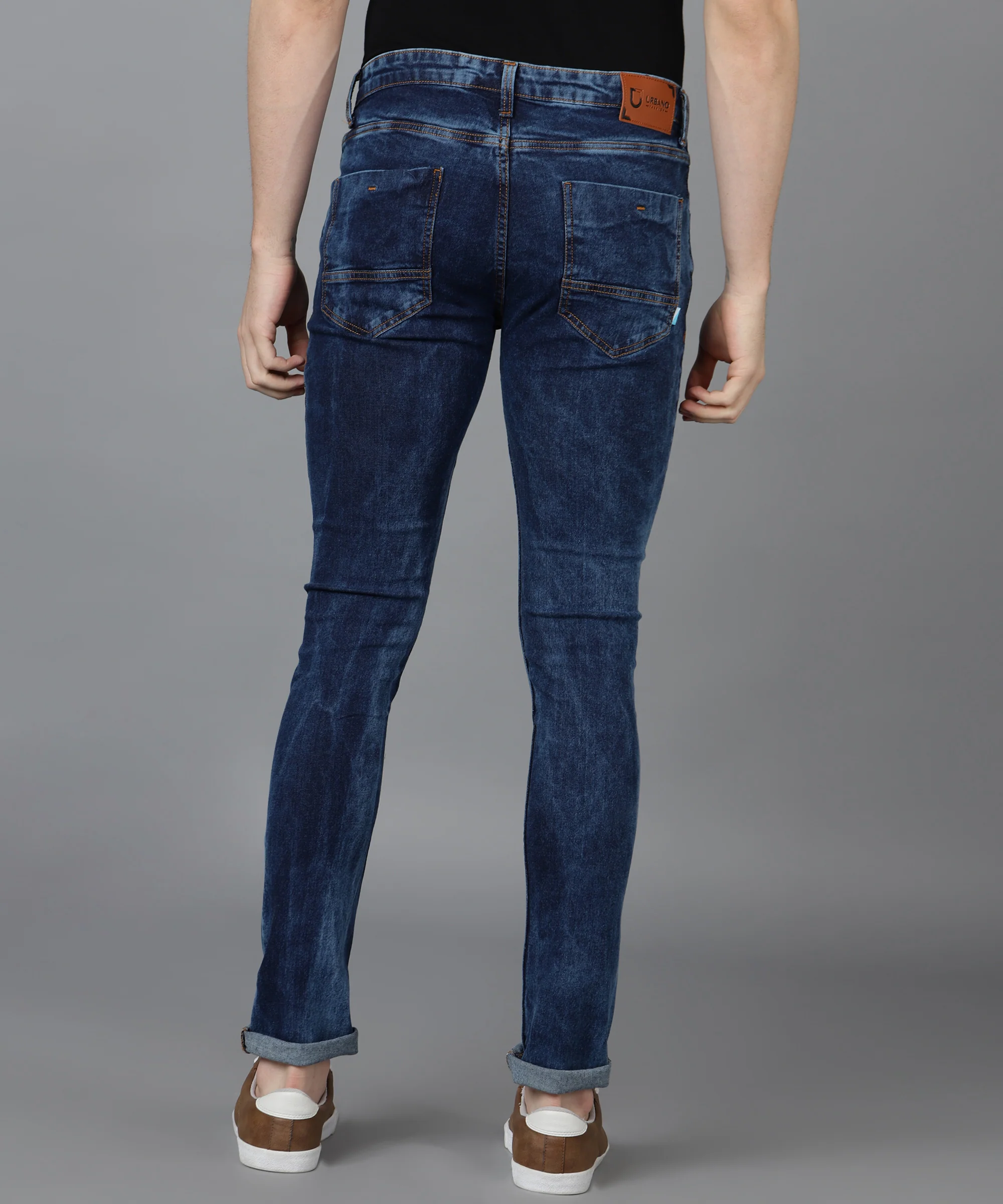 Men's Blue Skinny Fit Washed Jeans Stretchable - Image 4