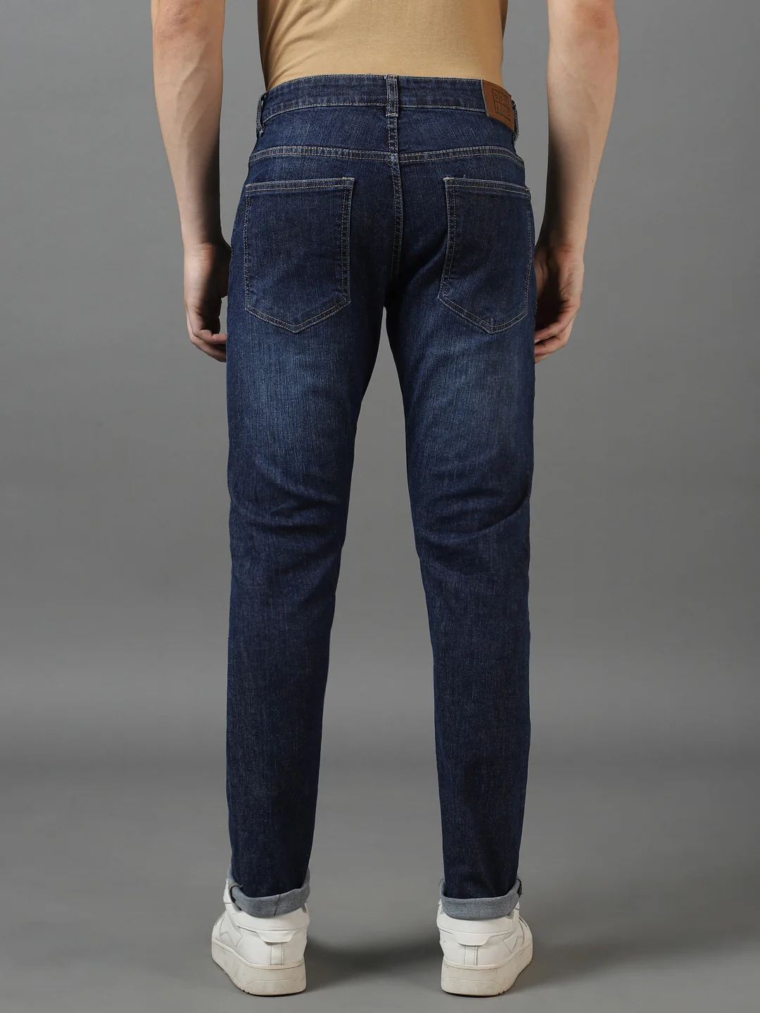 Men's Blue Slim Fit Heavy Washed Jeans Stretch - Image 3