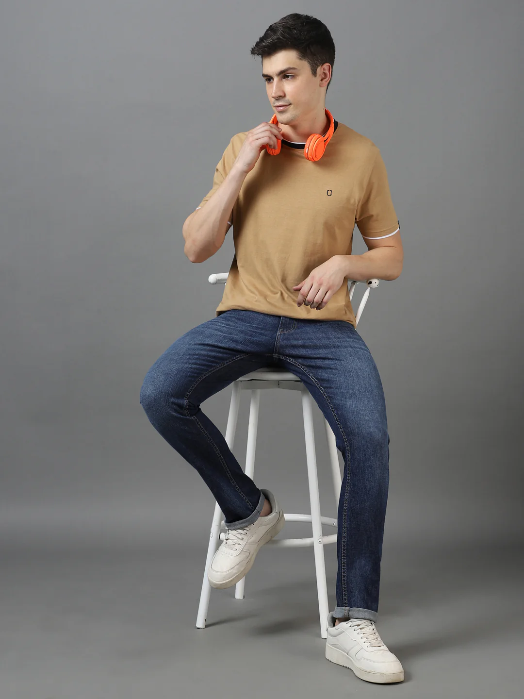 Men's Blue Slim Fit Heavy Washed Jeans Stretch - Image 4