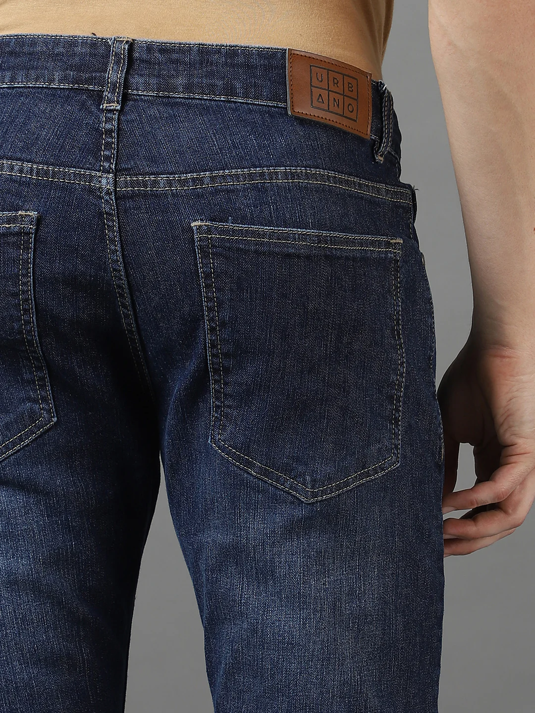 Men's Blue Slim Fit Heavy Washed Jeans Stretch - Image 6