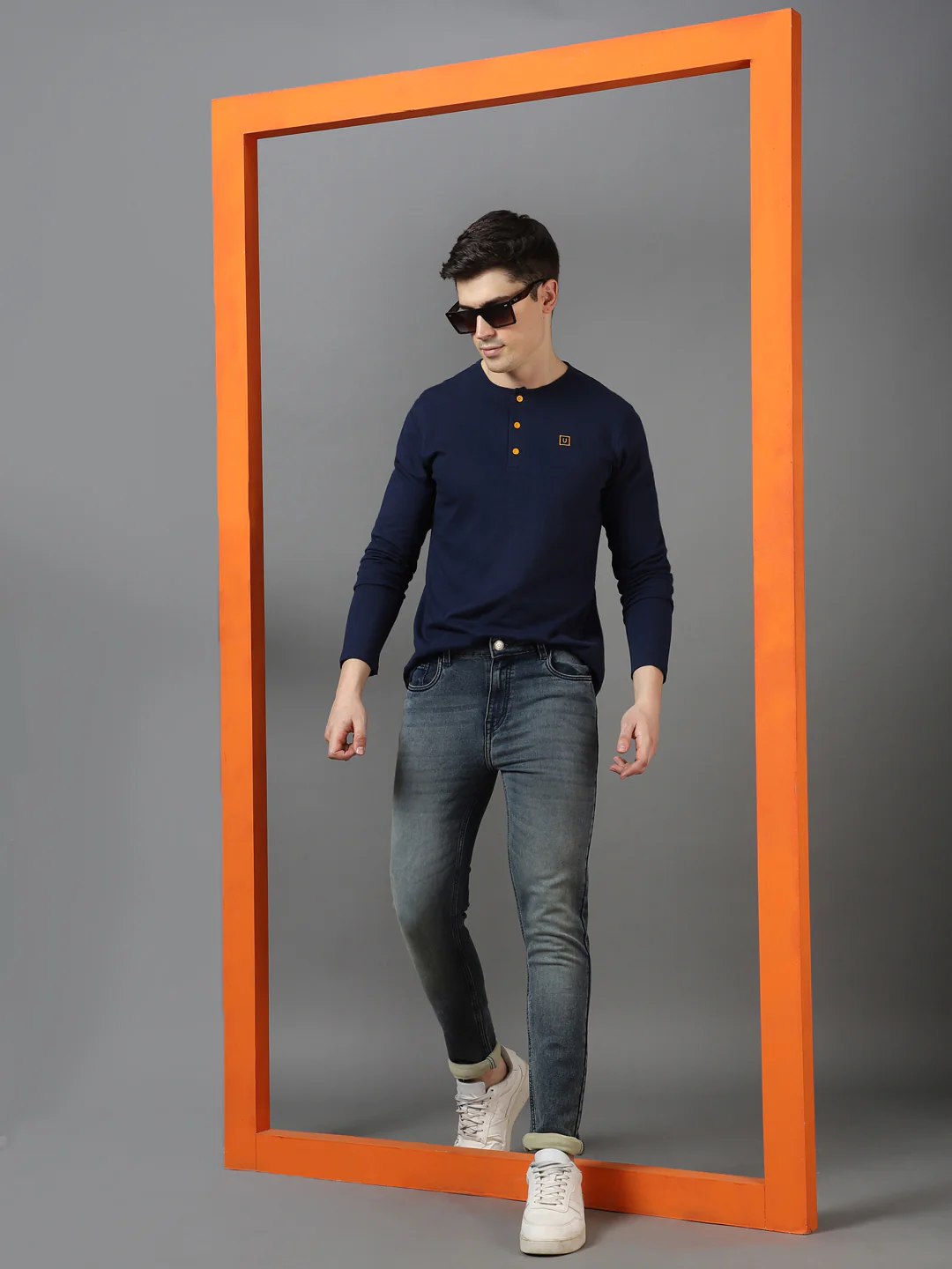Men's Blue Slim Fit Heavy Washed Jeans Stretch - Image 4