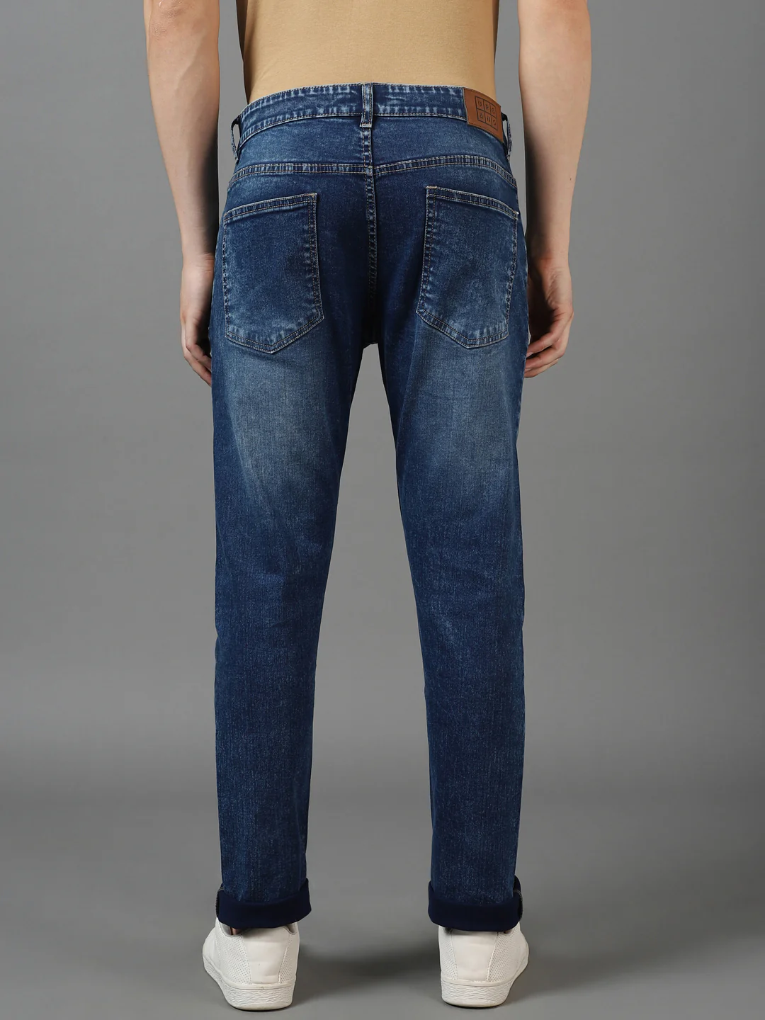 Men's Blue Slim Fit Heavy Washed Jeans Stretch - Image 4