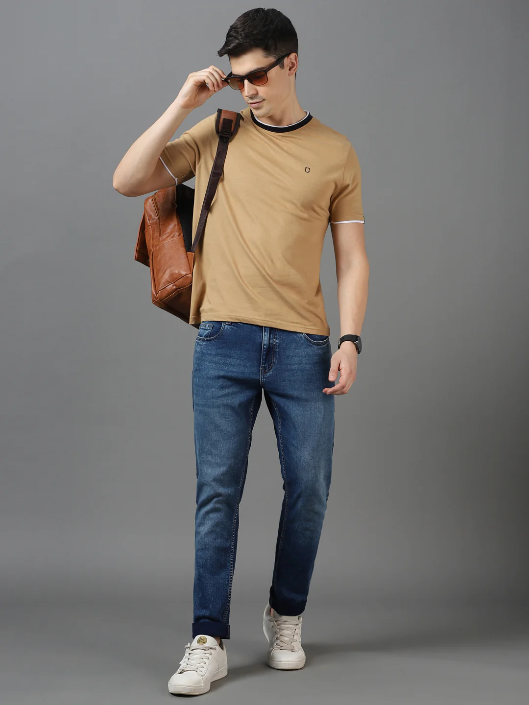 Men's Blue Slim Fit Heavy Washed Jeans Stretch - Image 5