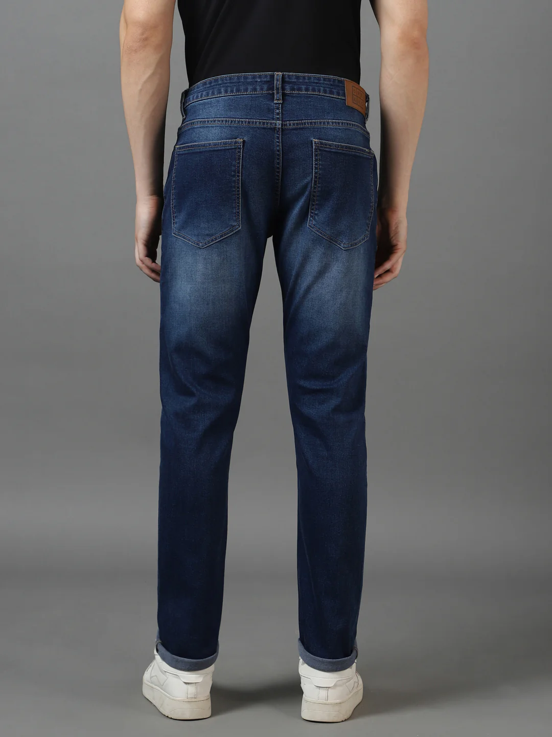 Men's Blue Slim Fit Heavy Washed Jeans Stretch - Image 4