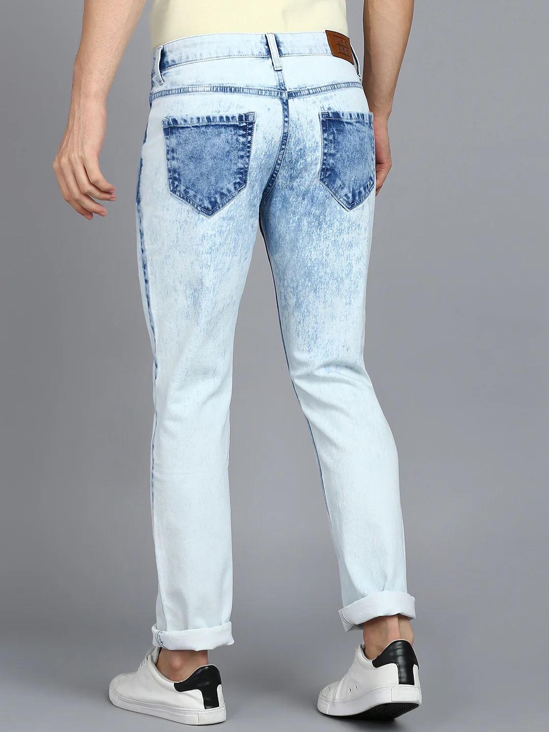Men's Blue Slim Fit Heavy Washed Jeans Stretchable - Image 3