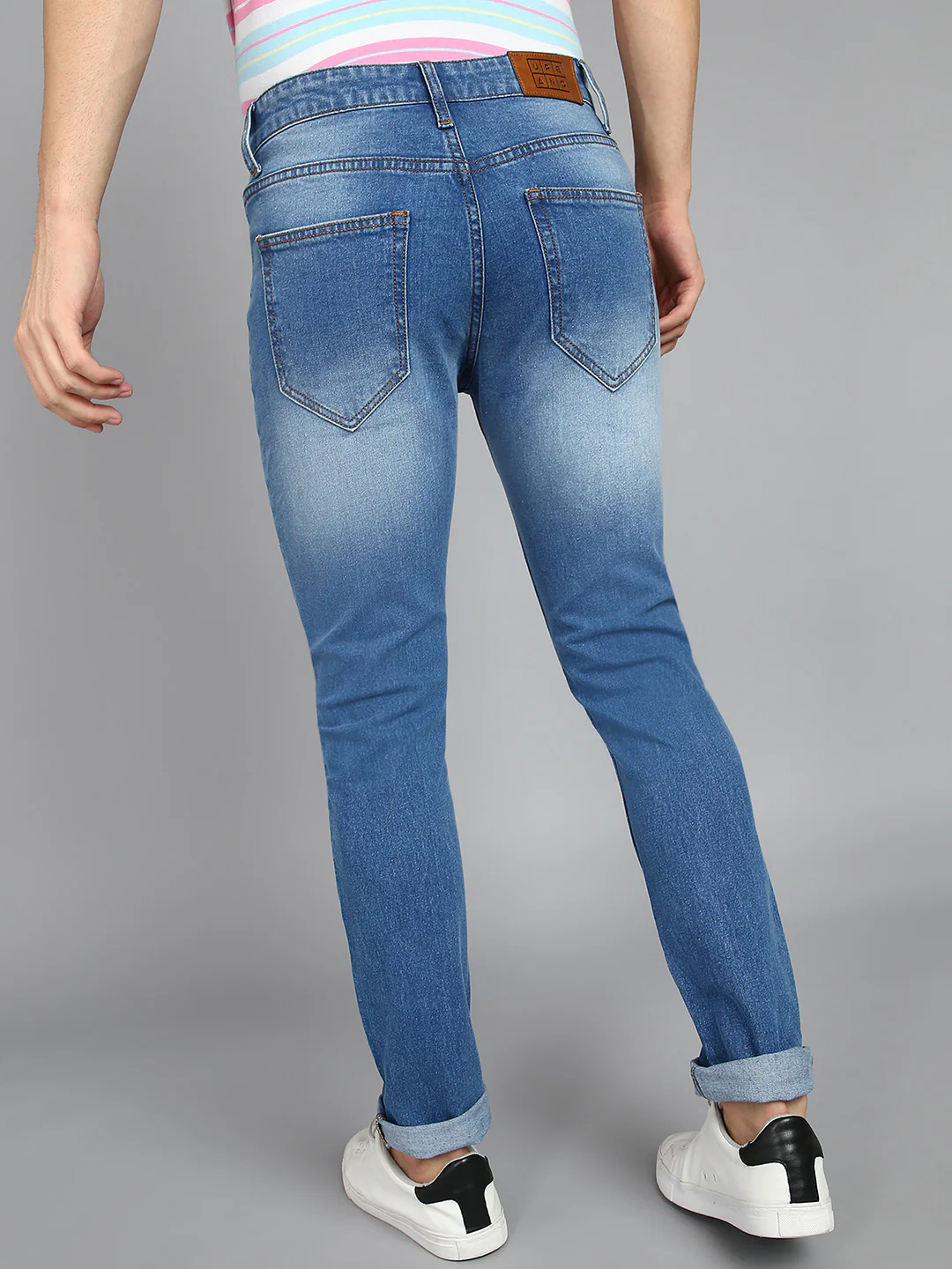 Men's Blue Slim Fit Heavy Washed Jeans Stretchable - Image 3