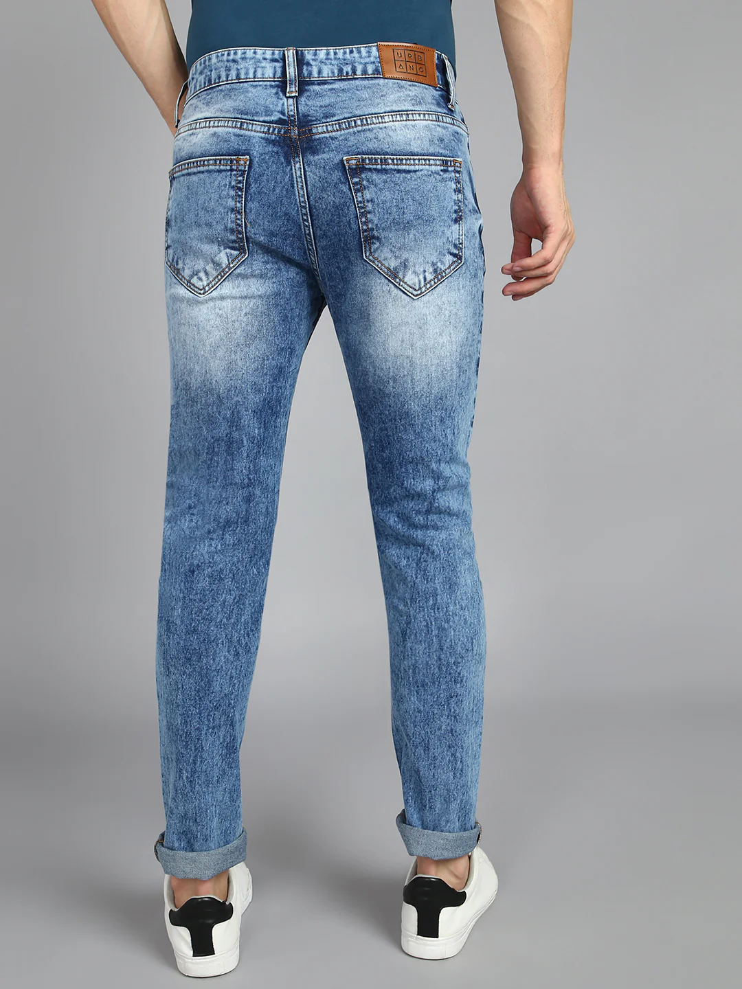 Men's Blue Slim Fit Heavy Washed Jeans Stretchable - Image 3