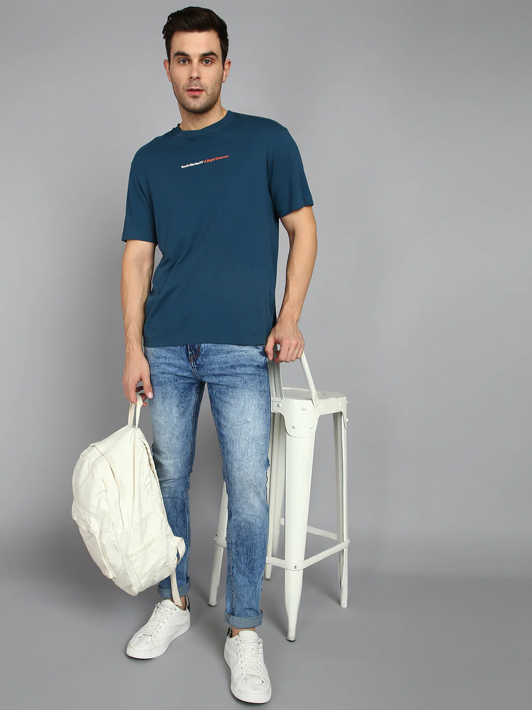 Men's Blue Slim Fit Heavy Washed Jeans Stretchable - Image 4