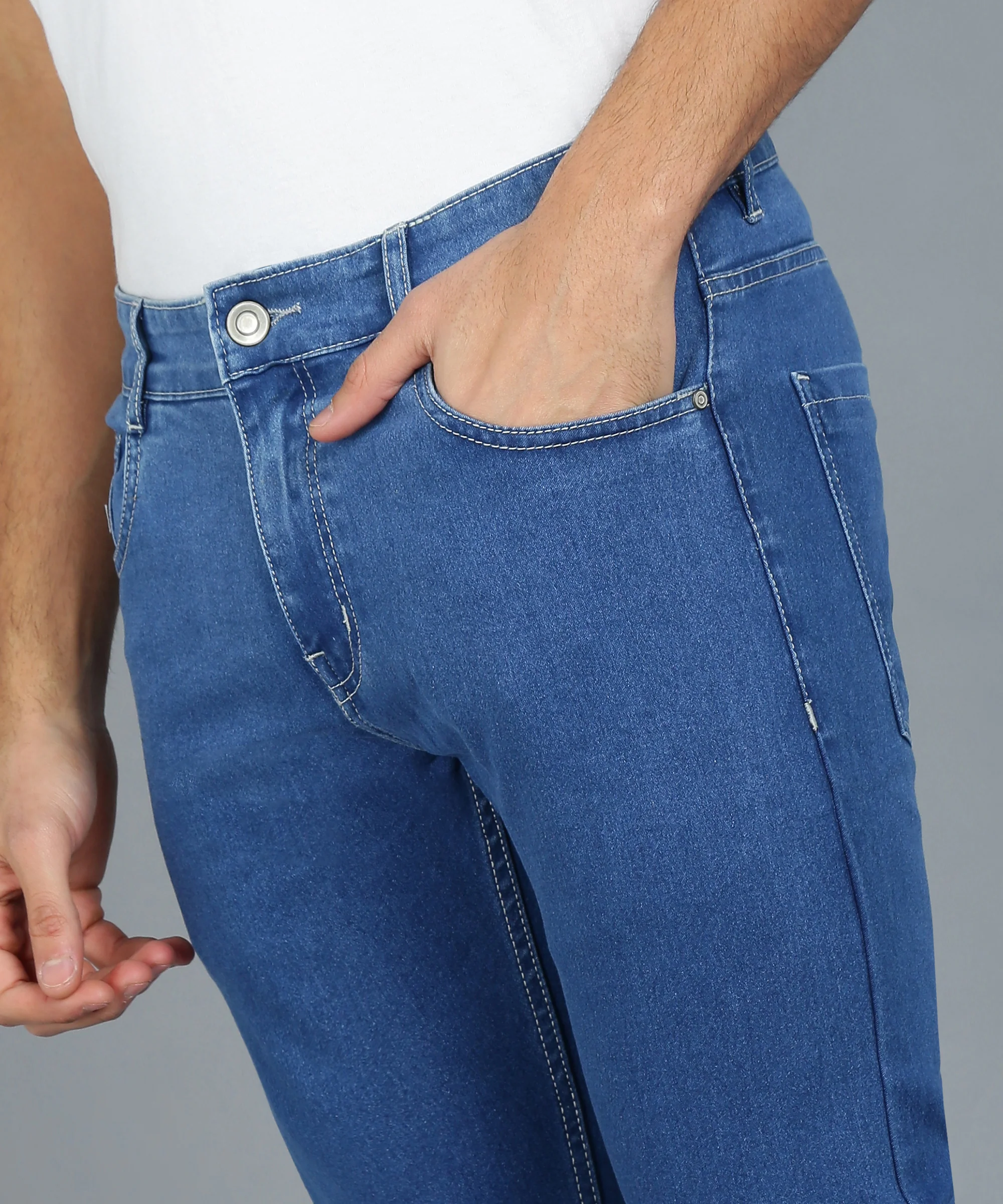 Men's Blue Slim Fit Jeans Stretchable - Image 5