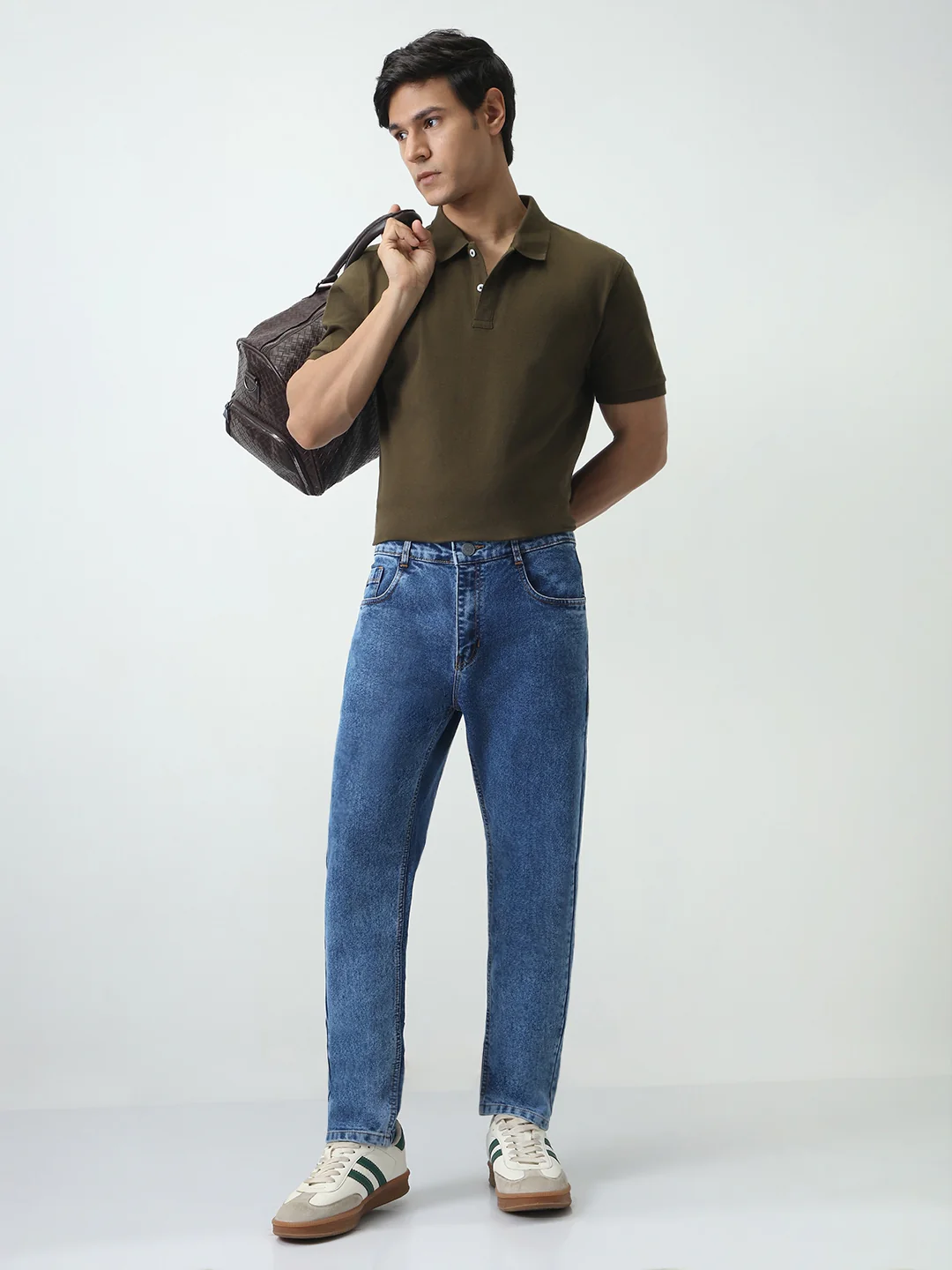 Men's Blue Slim Fit Washed Denim Jeans Stretchable - Image 4
