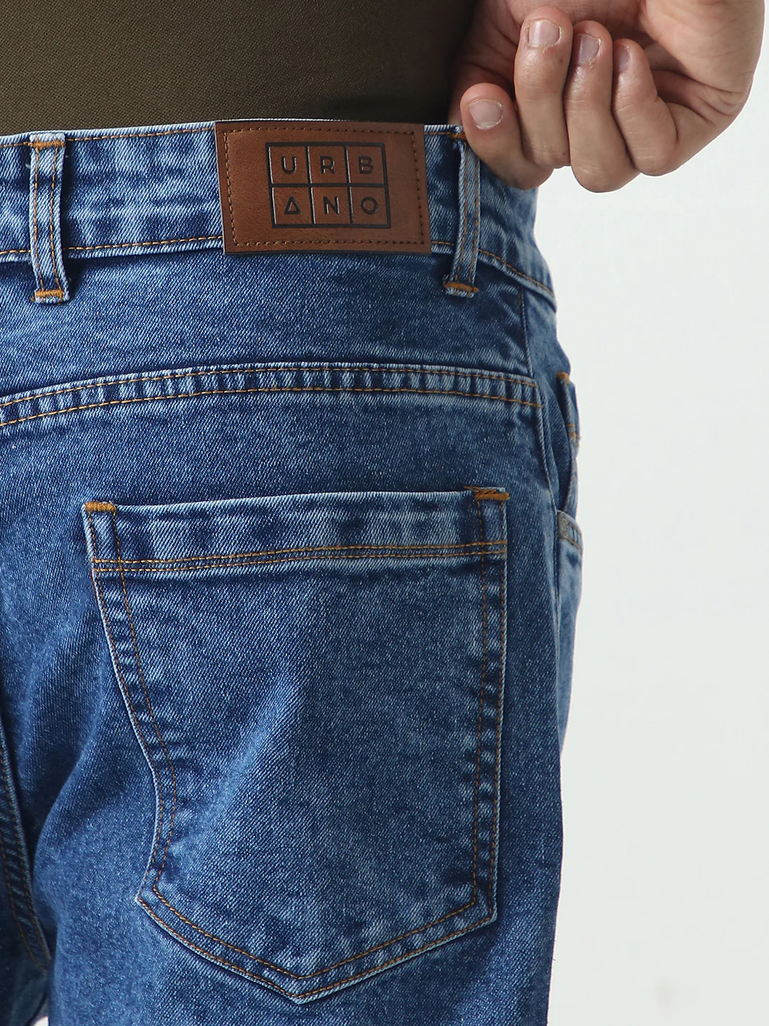 Men's Blue Slim Fit Washed Denim Jeans Stretchable - Image 6