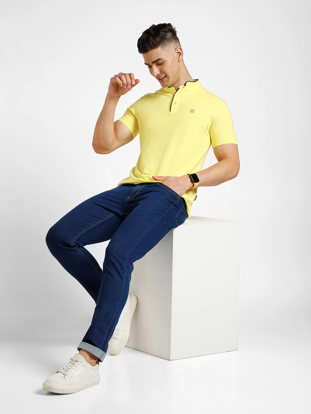 Men's Blue Slim Fit Washed Jeans Stretchable - Image 4