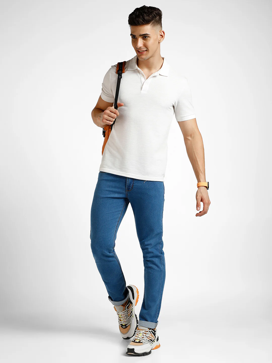 Men's Blue Slim Fit Washed Jeans Stretchable - Image 4
