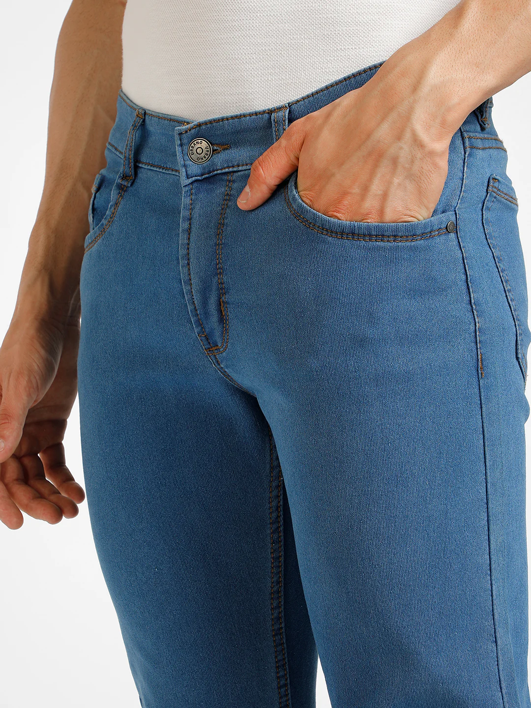 Men's Blue Slim Fit Washed Jeans Stretchable - Image 5