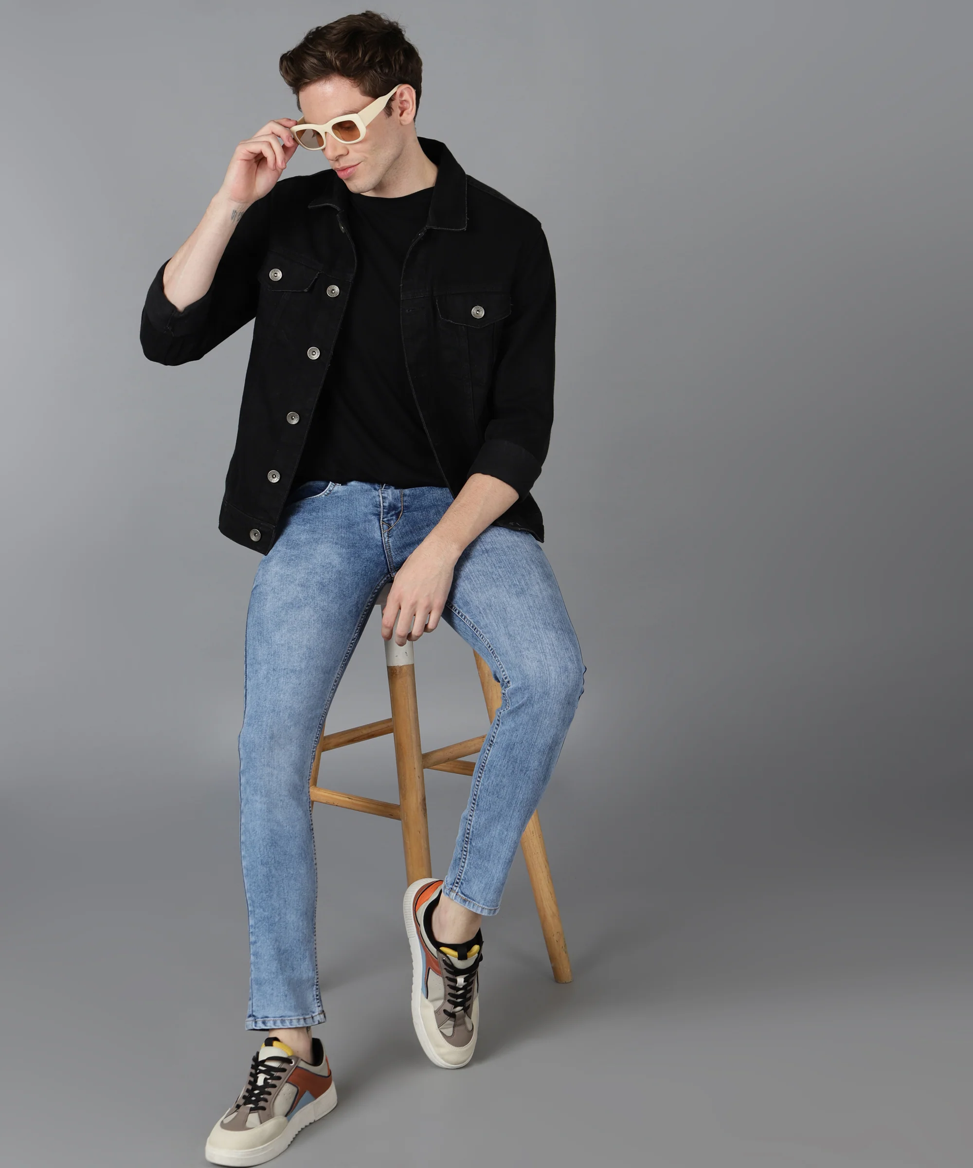 Men's Blue Slim Fit Washed Jeans Stretchable - Image 4