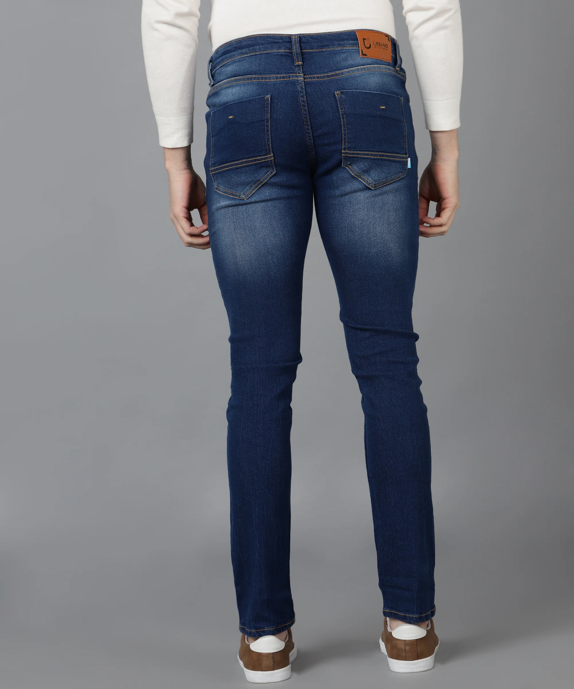 Men's Blue Slim Fit Washed Jeans Stretchable - Image 3