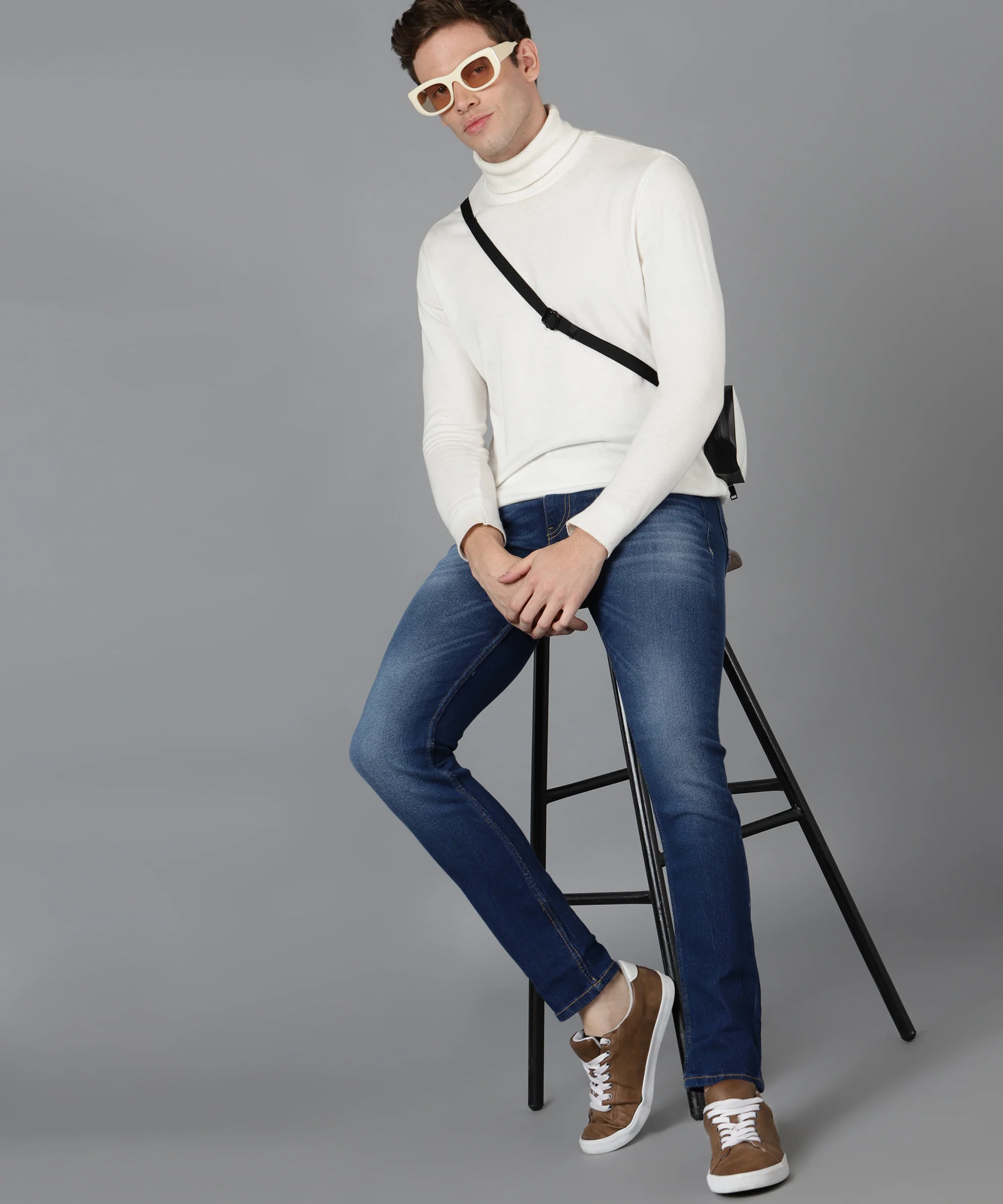 Men's Blue Slim Fit Washed Jeans Stretchable - Image 4
