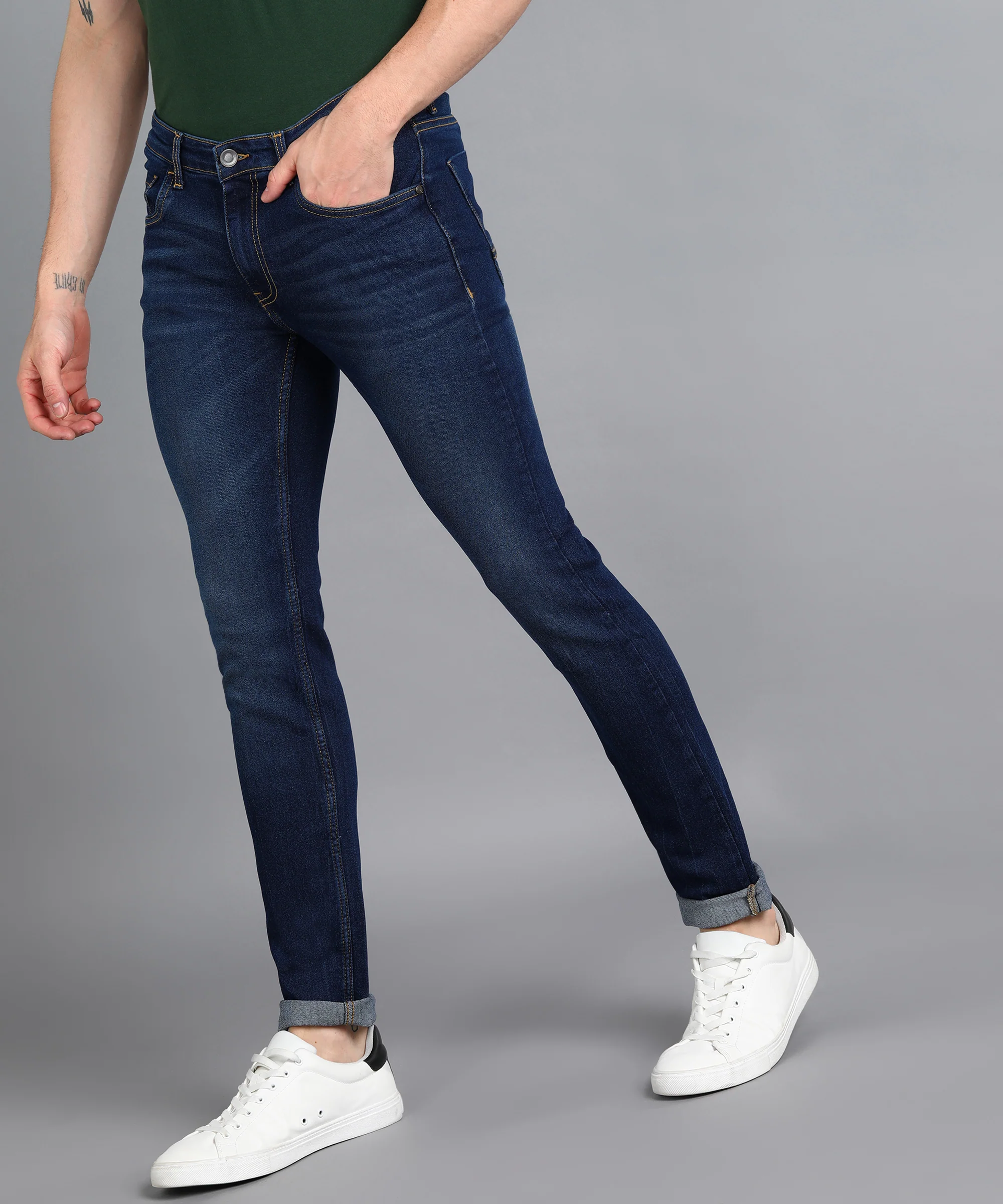 Men's Blue Slim Fit Washed Jeans Stretchable - Image 3