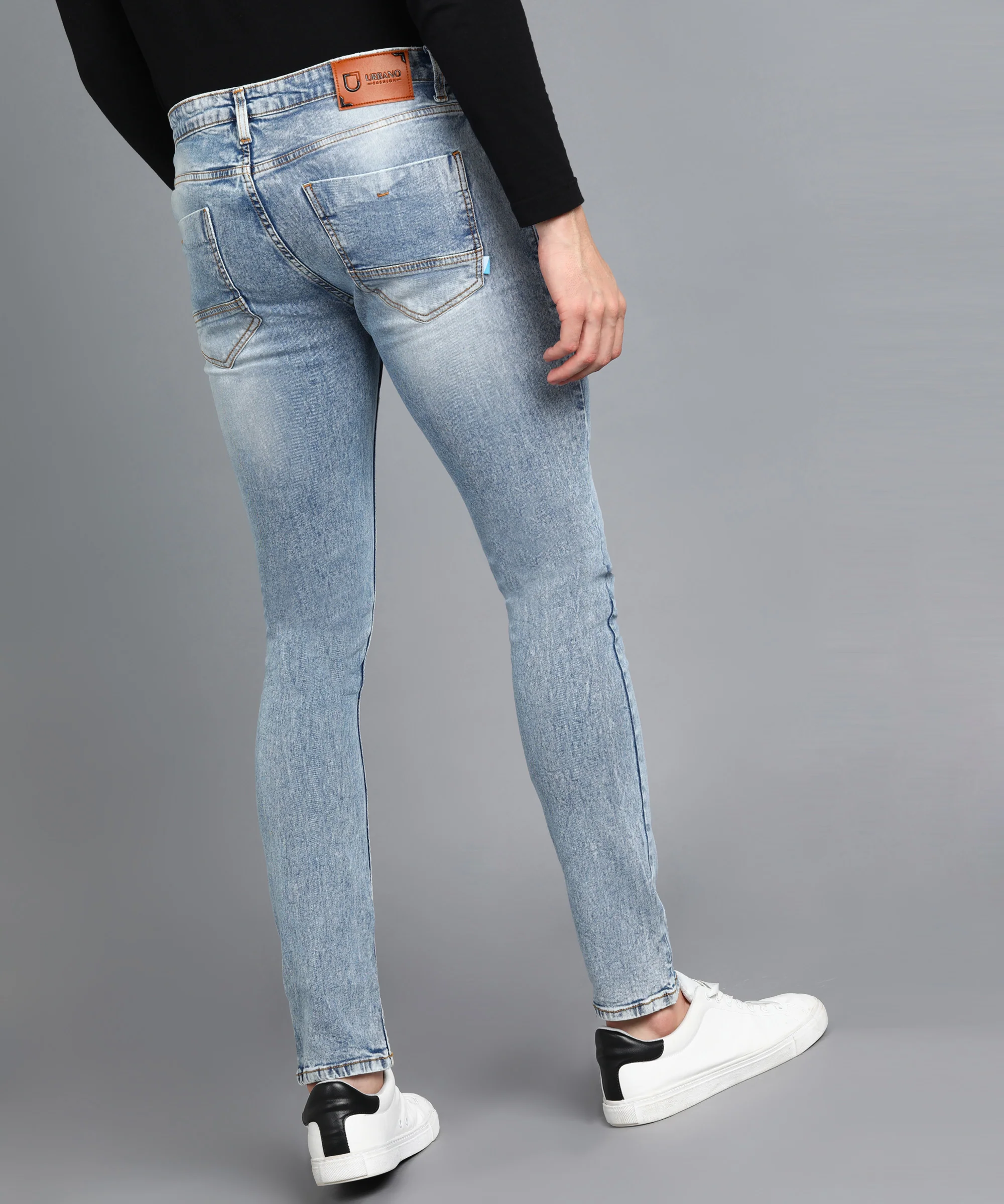 Men's Blue Slim Fit Washed Jeans Stretchable - Image 3