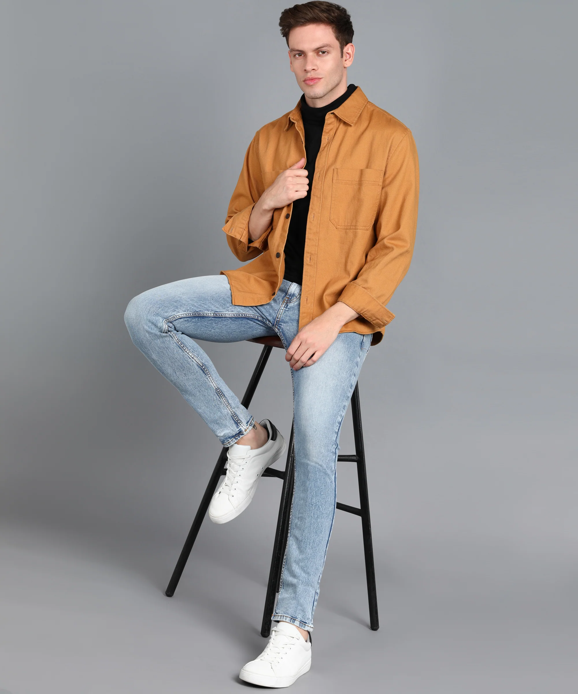 Men's Blue Slim Fit Washed Jeans Stretchable - Image 4