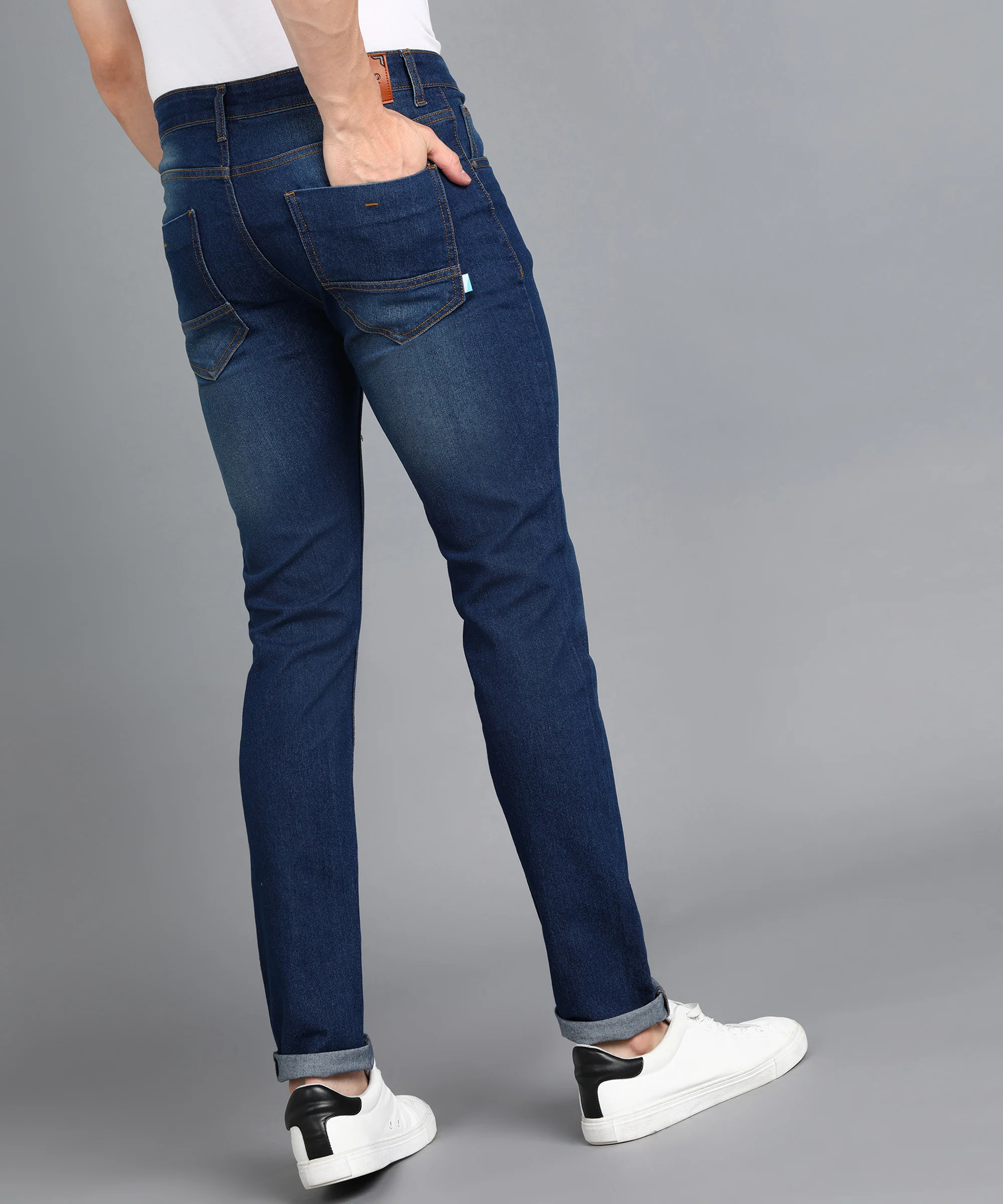 Men's Blue Slim Fit Washed Jeans Stretchable - Image 3