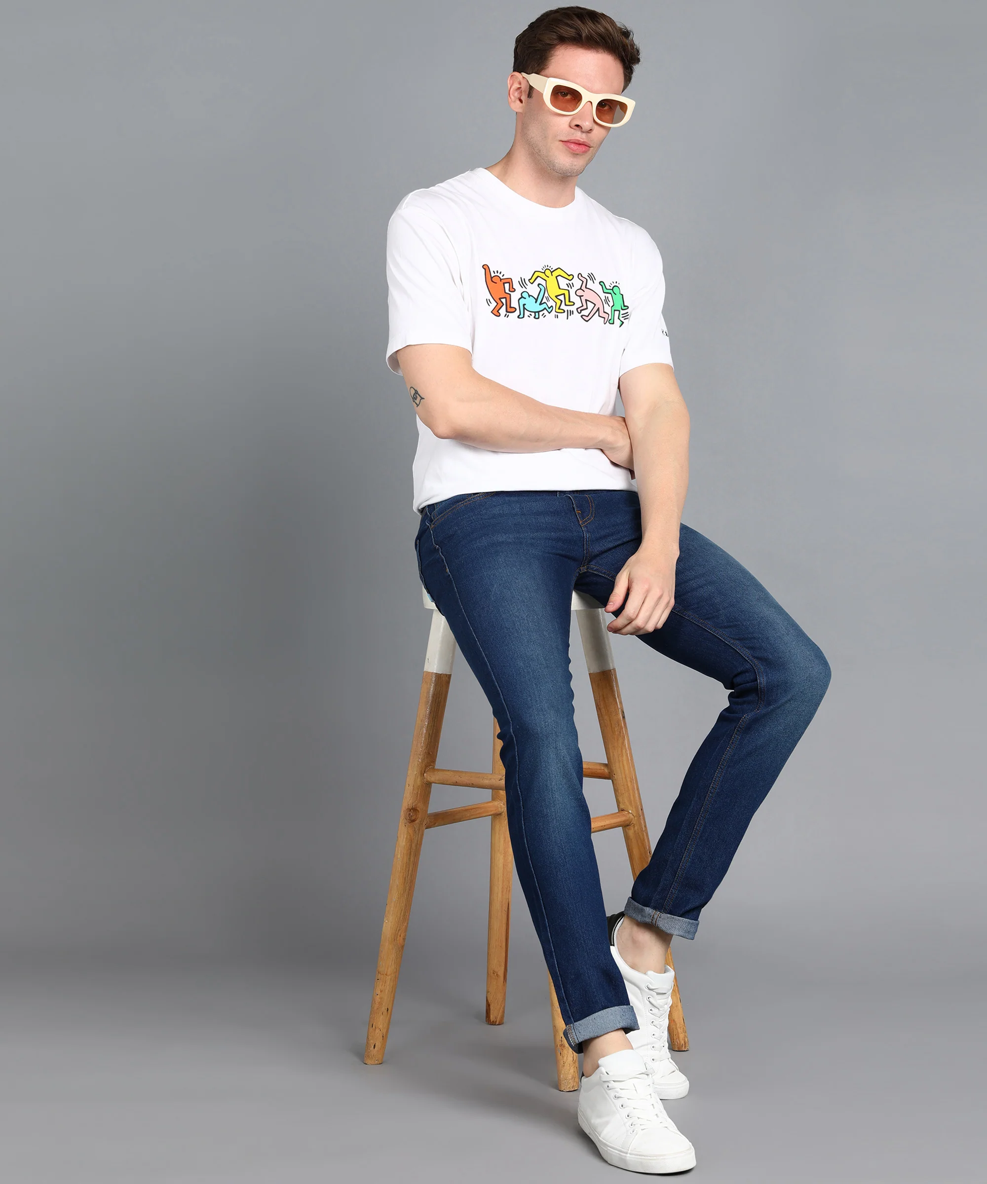 Men's Blue Slim Fit Washed Jeans Stretchable - Image 4