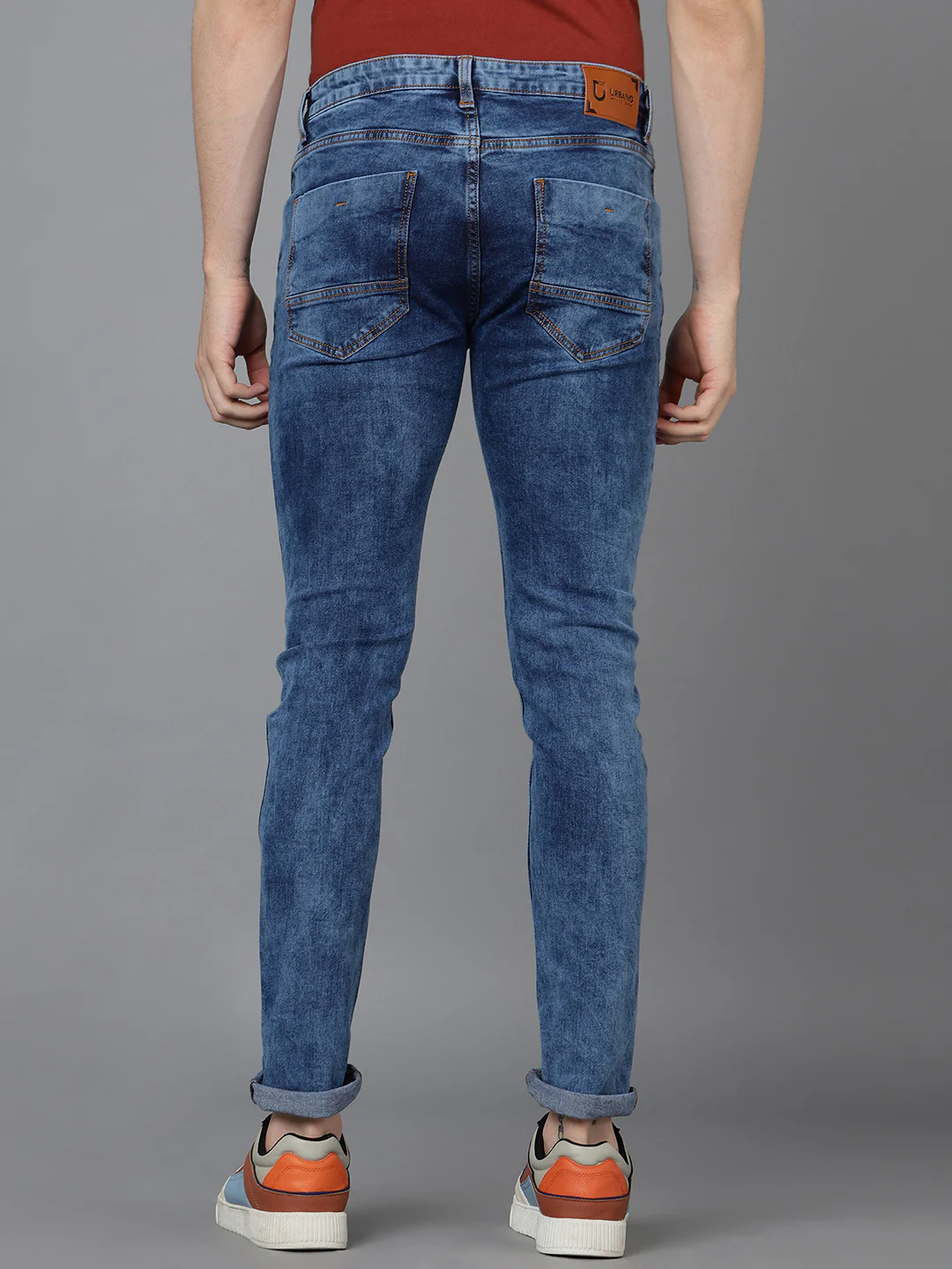 Men's Blue Slim Fit Washed Jeans Stretchable - Image 4