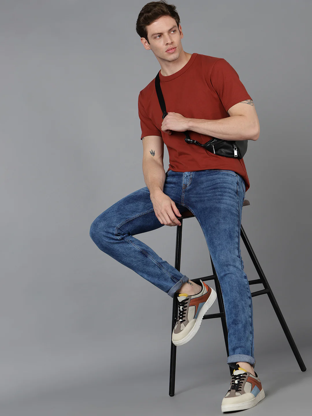 Men's Blue Slim Fit Washed Jeans Stretchable - Image 5