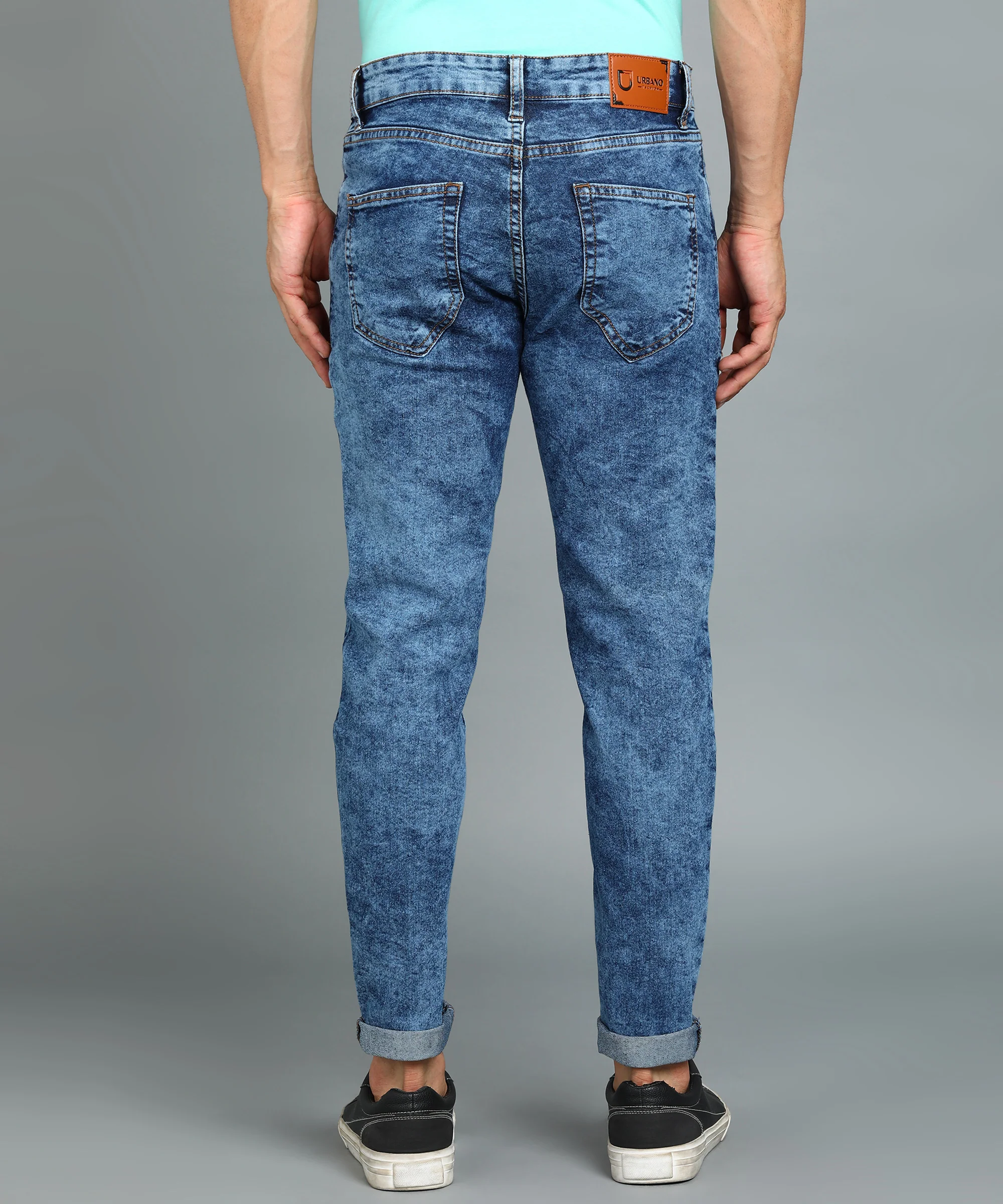 Men's Blue Slim Fit Washed Jeans Stretchable - Image 3