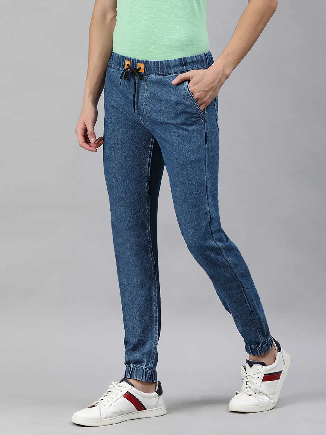Men's Blue Slim Fit Washed Jogger Jeans Stretchable - Image 2