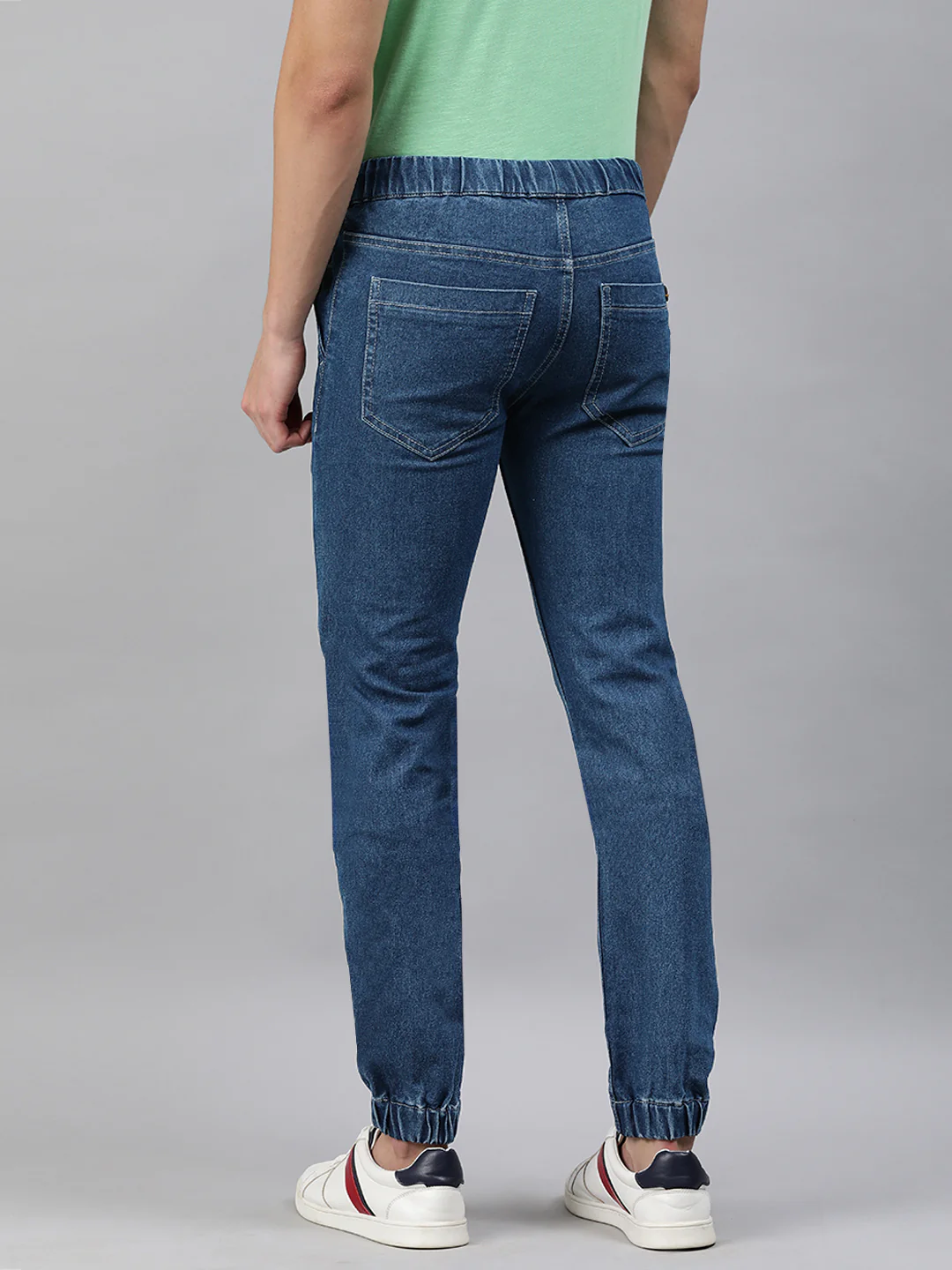 Men's Blue Slim Fit Washed Jogger Jeans Stretchable - Image 3
