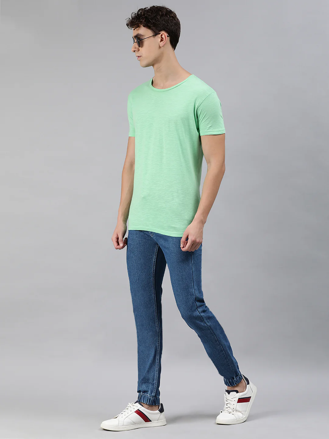 Men's Blue Slim Fit Washed Jogger Jeans Stretchable - Image 4