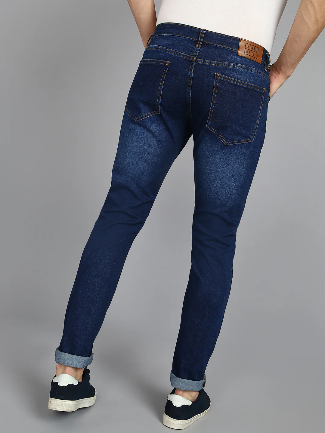 Men's Blue Slim Fit Washed Mild Distressed Jeans Stretch - Image 3