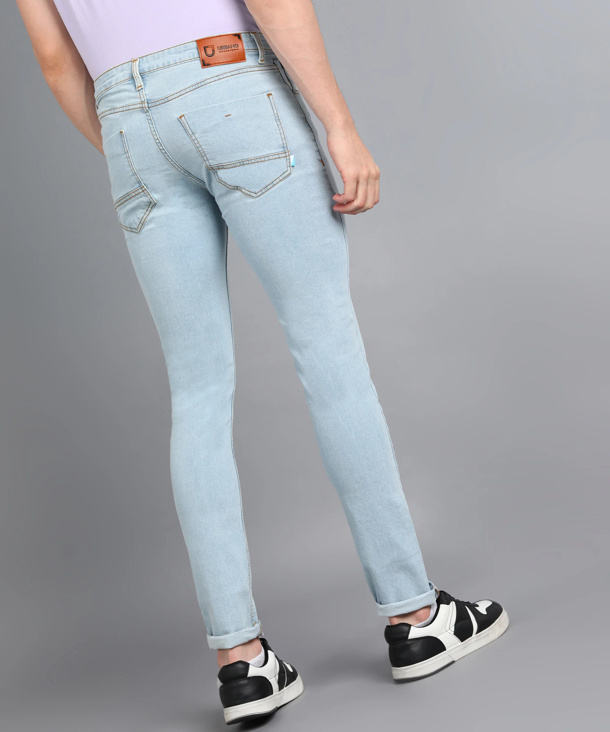 Men's Blue Slim Fit Washed Mild Distressed/Torn Jeans Stretchable - Image 3