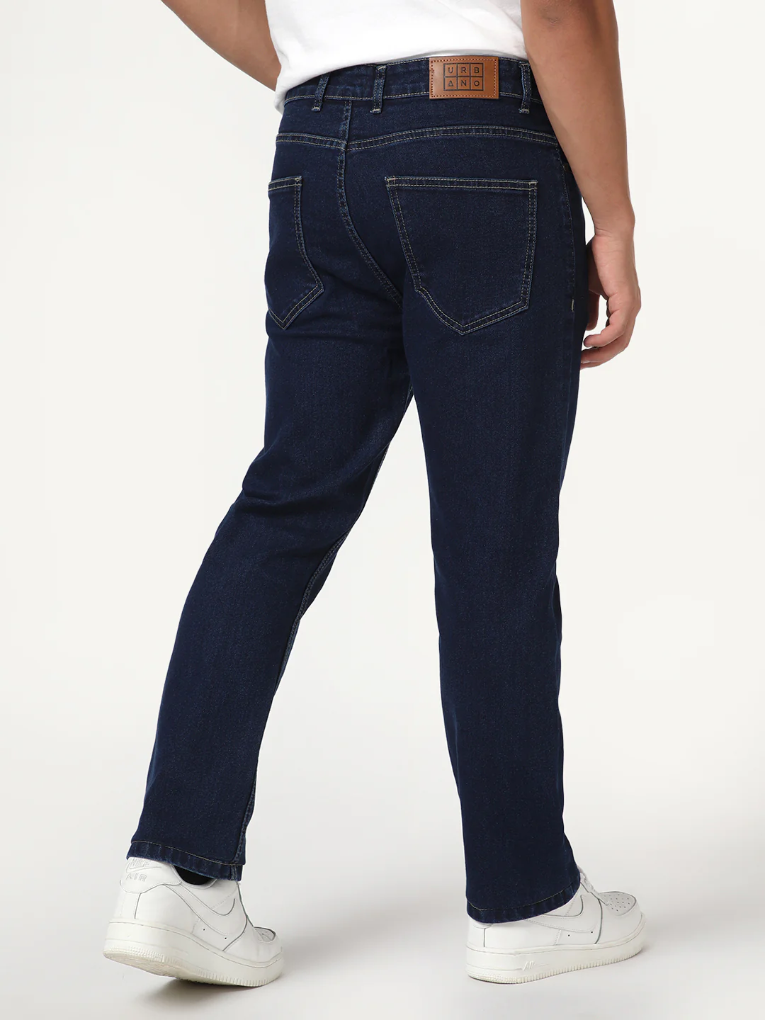 Men's Blue Straight Fit Raw Washed Denim Jeans Stretchable - Image 3