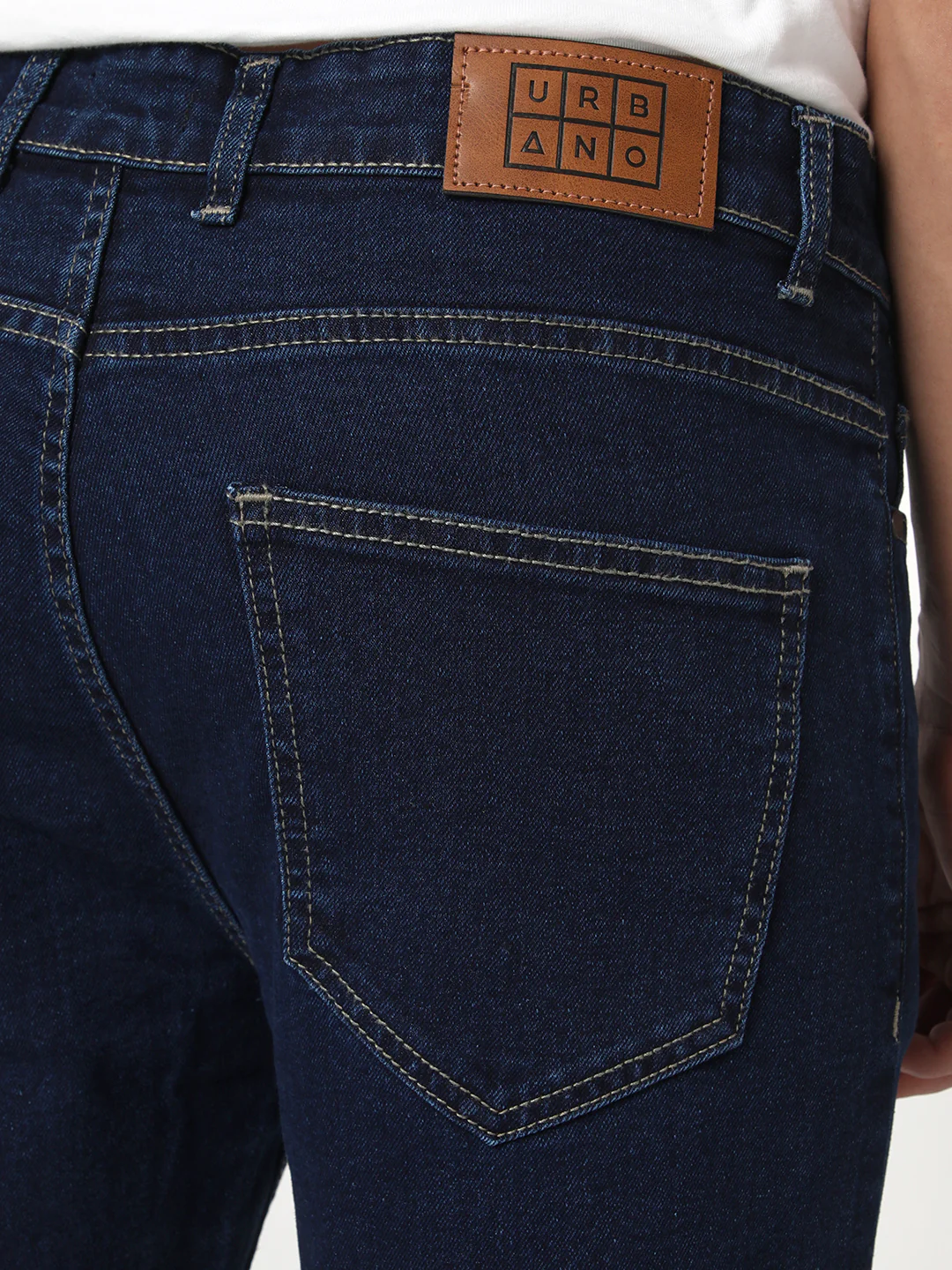 Men's Blue Straight Fit Raw Washed Denim Jeans Stretchable - Image 6