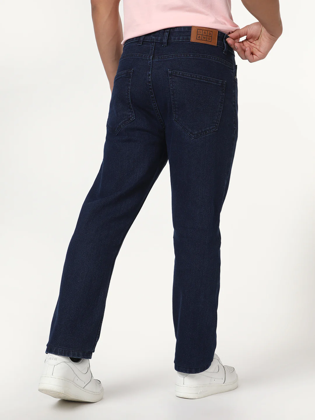 Men's Blue Straight Fit Raw Washed Denim Jeans Stretchable - Image 3