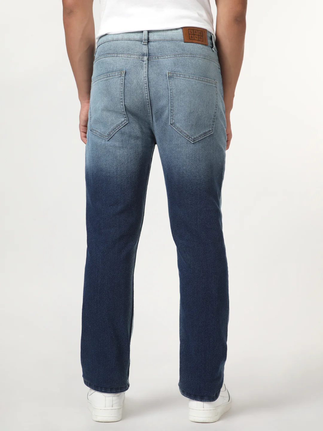 Men's Blue Straight Fit Heavy Washed Faded Denim Jeans Stretchable - Image 3