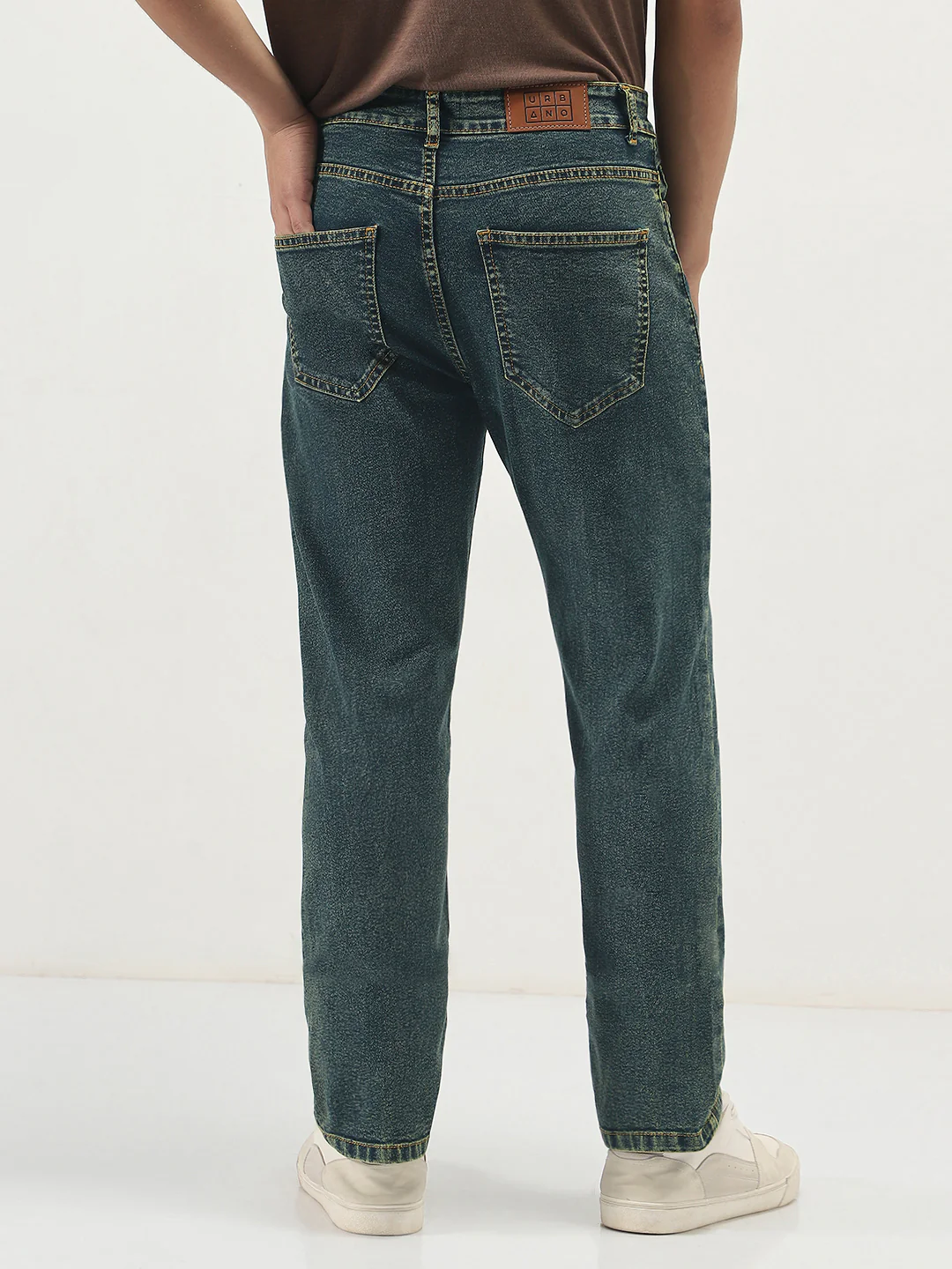 Men's Blue Straight Fit Heavy Washed Jeans Stretchable - Image 3