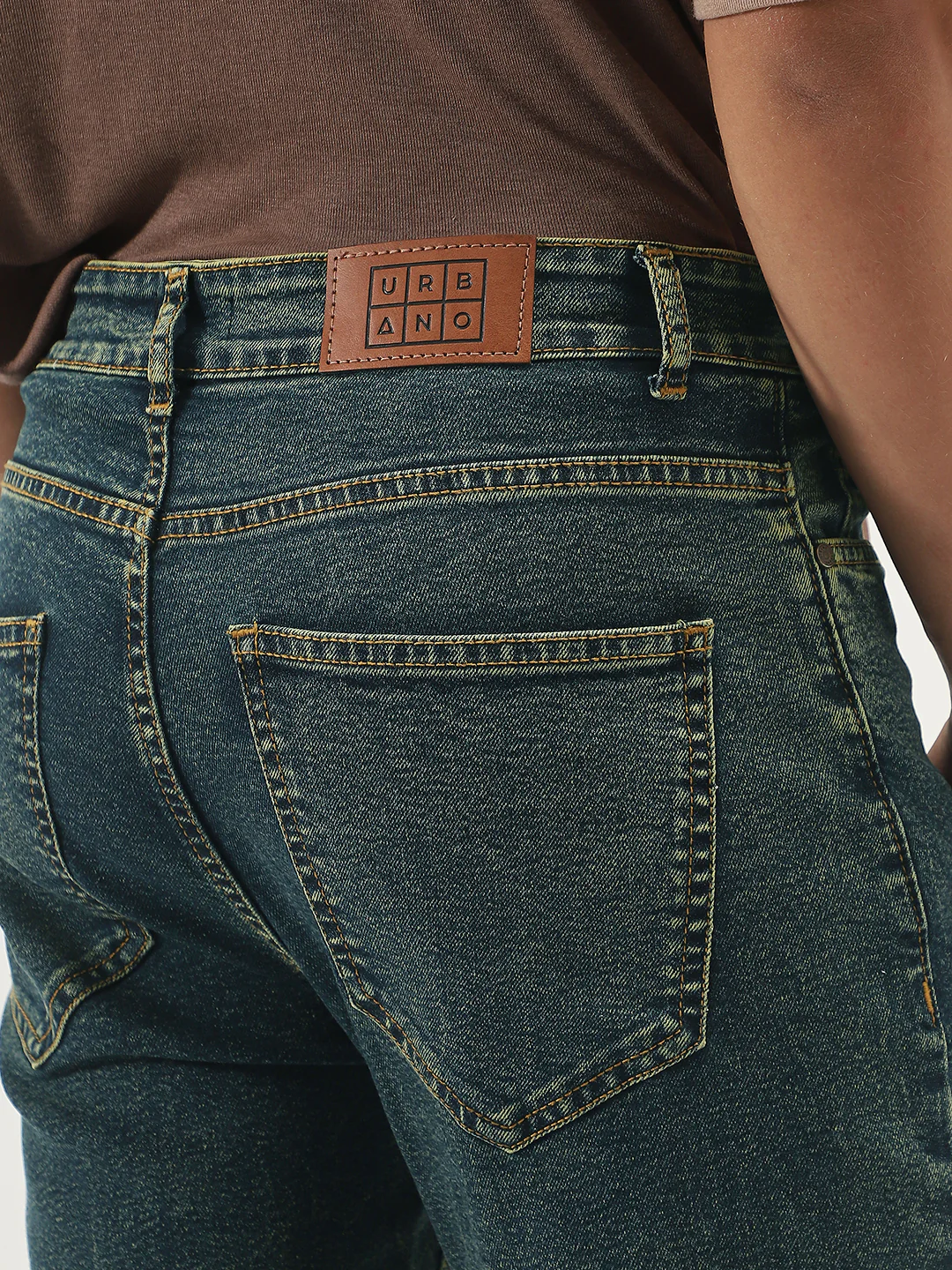 Men's Blue Straight Fit Heavy Washed Jeans Stretchable - Image 6