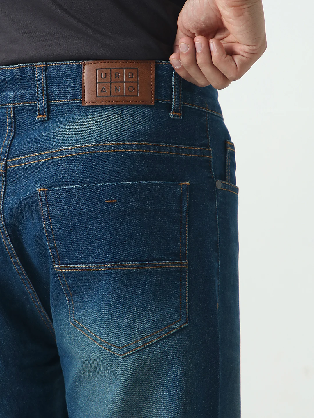Men's Blue Straight Fit Heavy Washed Jeans Stretchable - Image 6