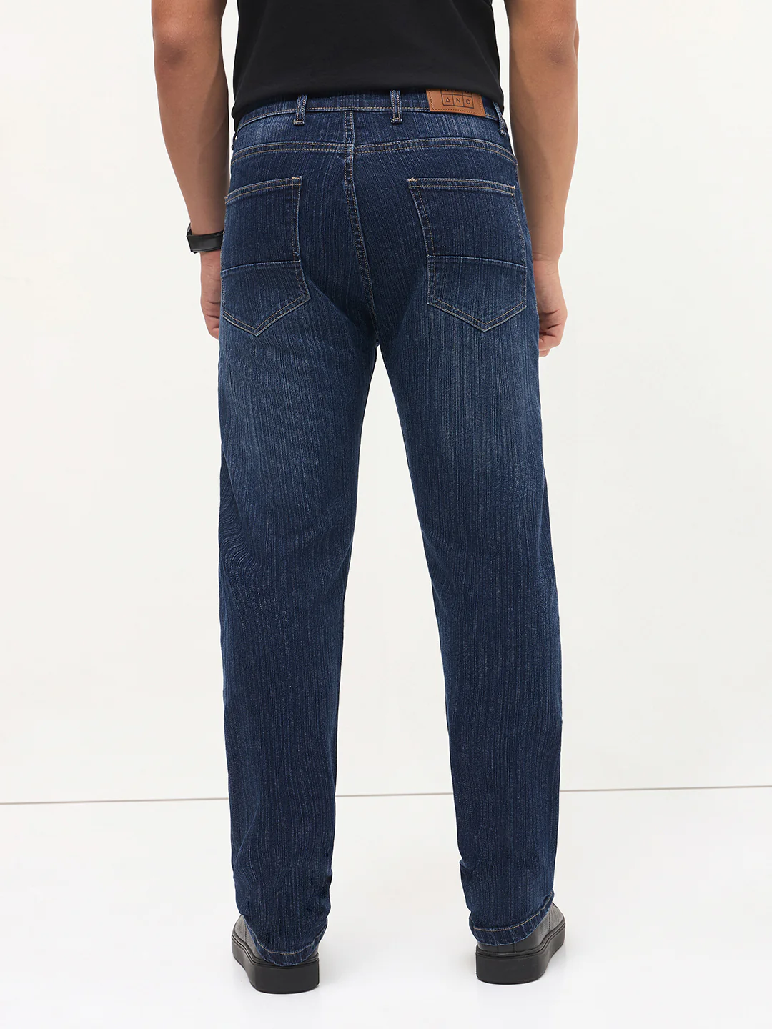 Men's Blue Straight Fit Washed Denim Jeans Stretchable - Image 3