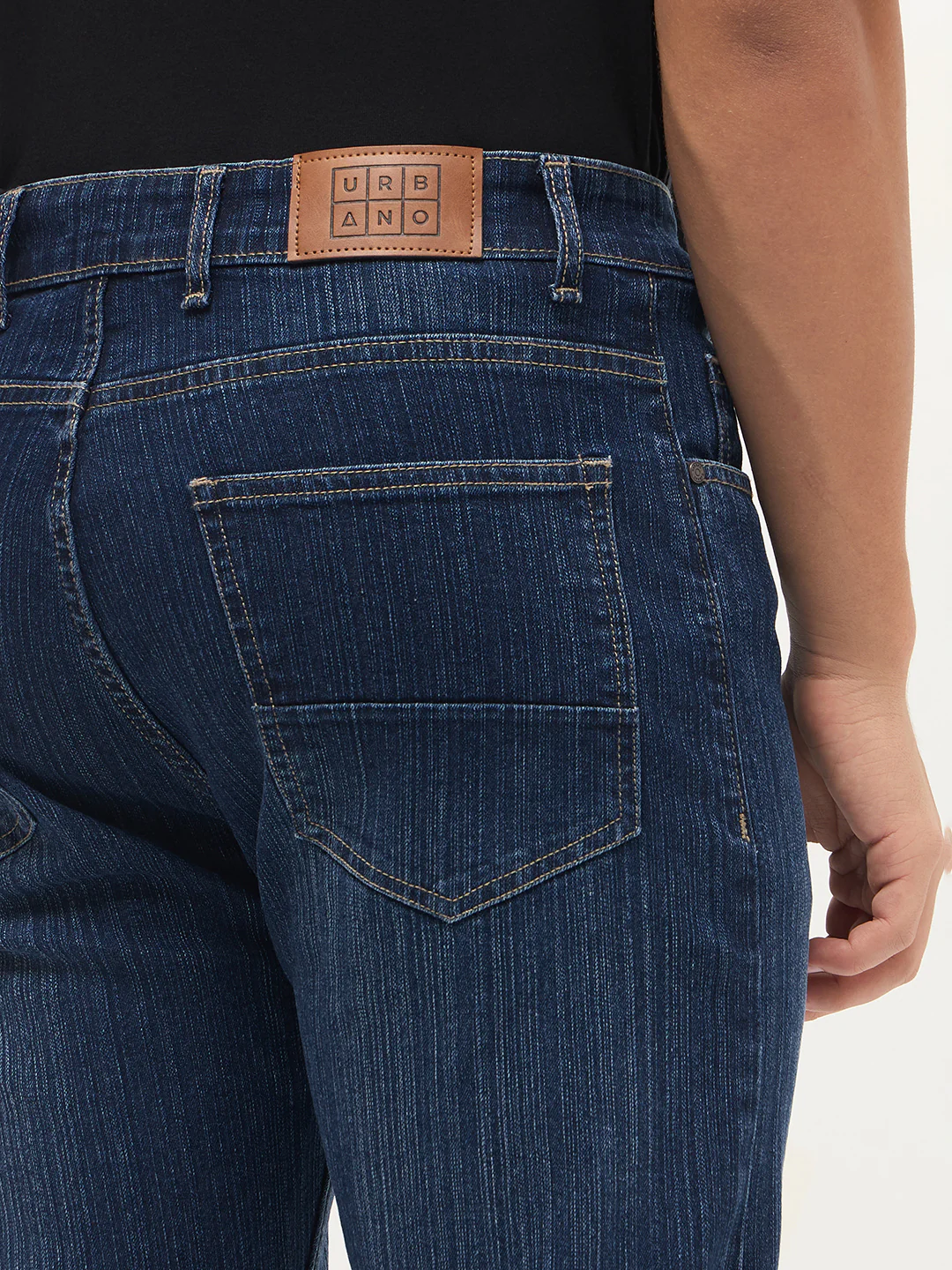 Men's Blue Straight Fit Washed Denim Jeans Stretchable - Image 6
