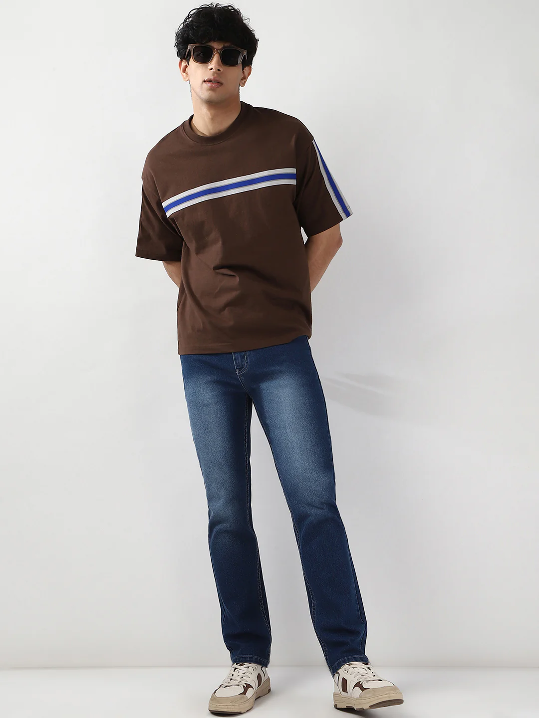 Men's Blue Straight Fit Washed Jeans Stretchable - Image 5