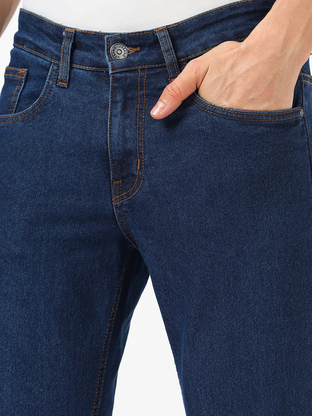 Men's Blue Washed Bootcut Jeans Stretchable - Image 5
