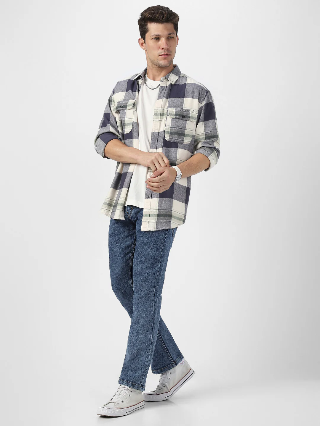 Men's Blue Washed Bootcut Jeans Stretchable - Image 5