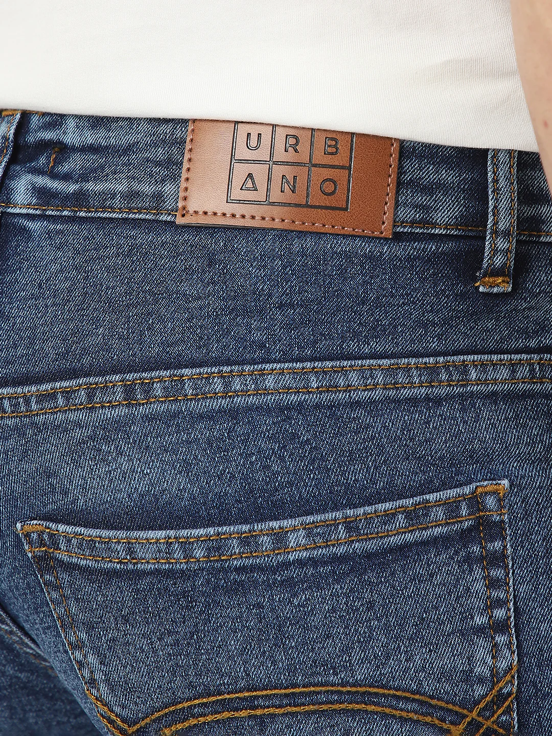 Men's Blue Washed Bootcut Jeans Stretchable - Image 6