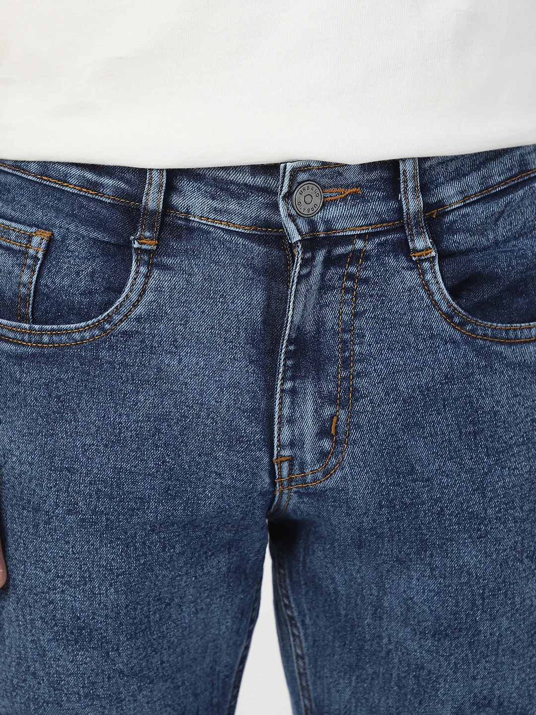 Men's Blue Washed Bootcut Jeans Stretchable - Image 7