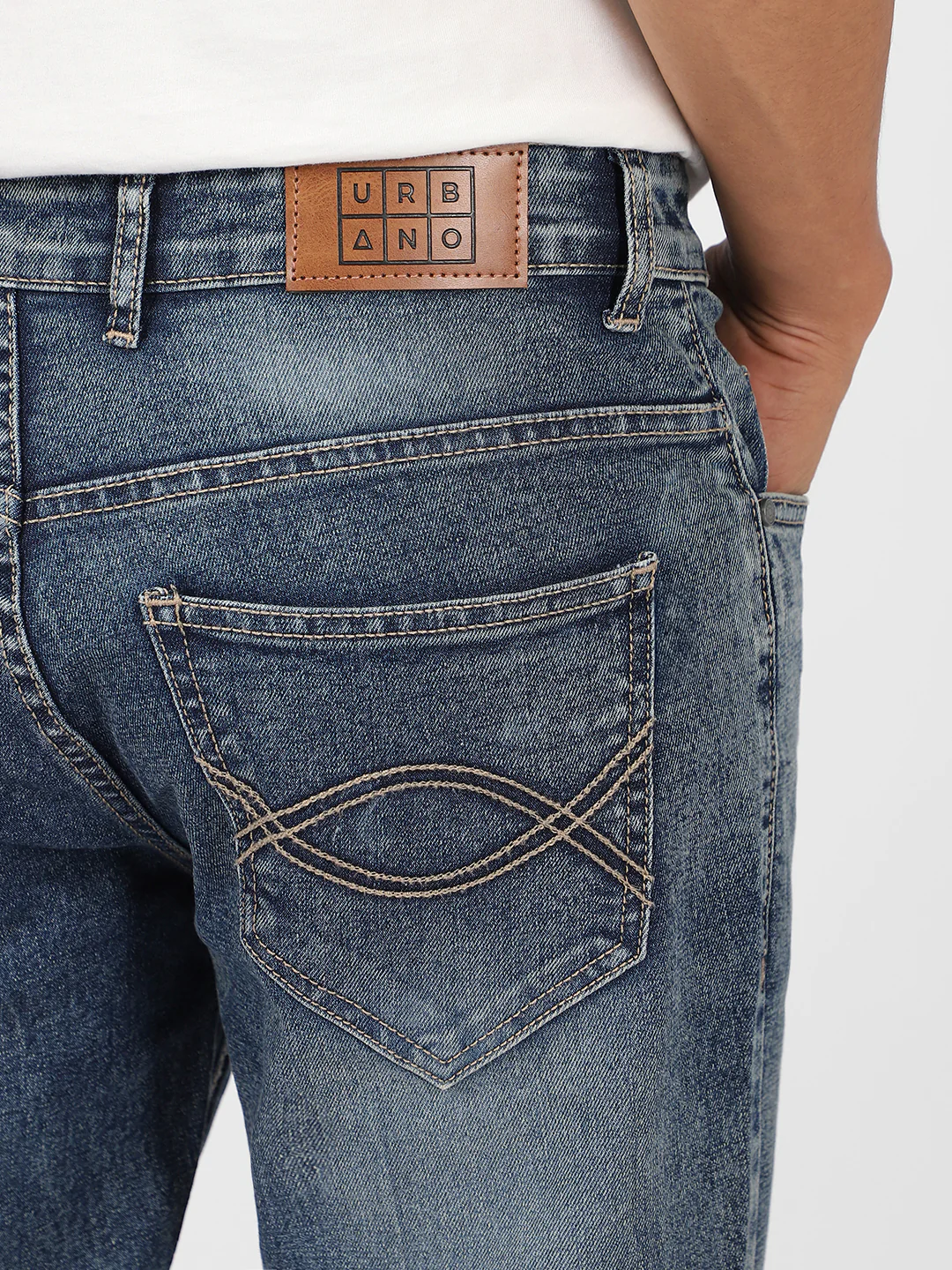 Men's Blue Washed Bootcut Jeans Stretchable - Image 6